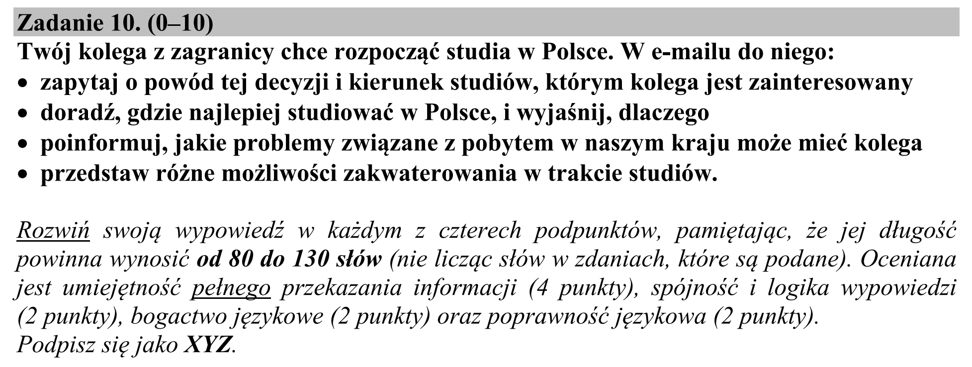 Matura dodatkowa, czerwiec 2015, podgląd zadania 10