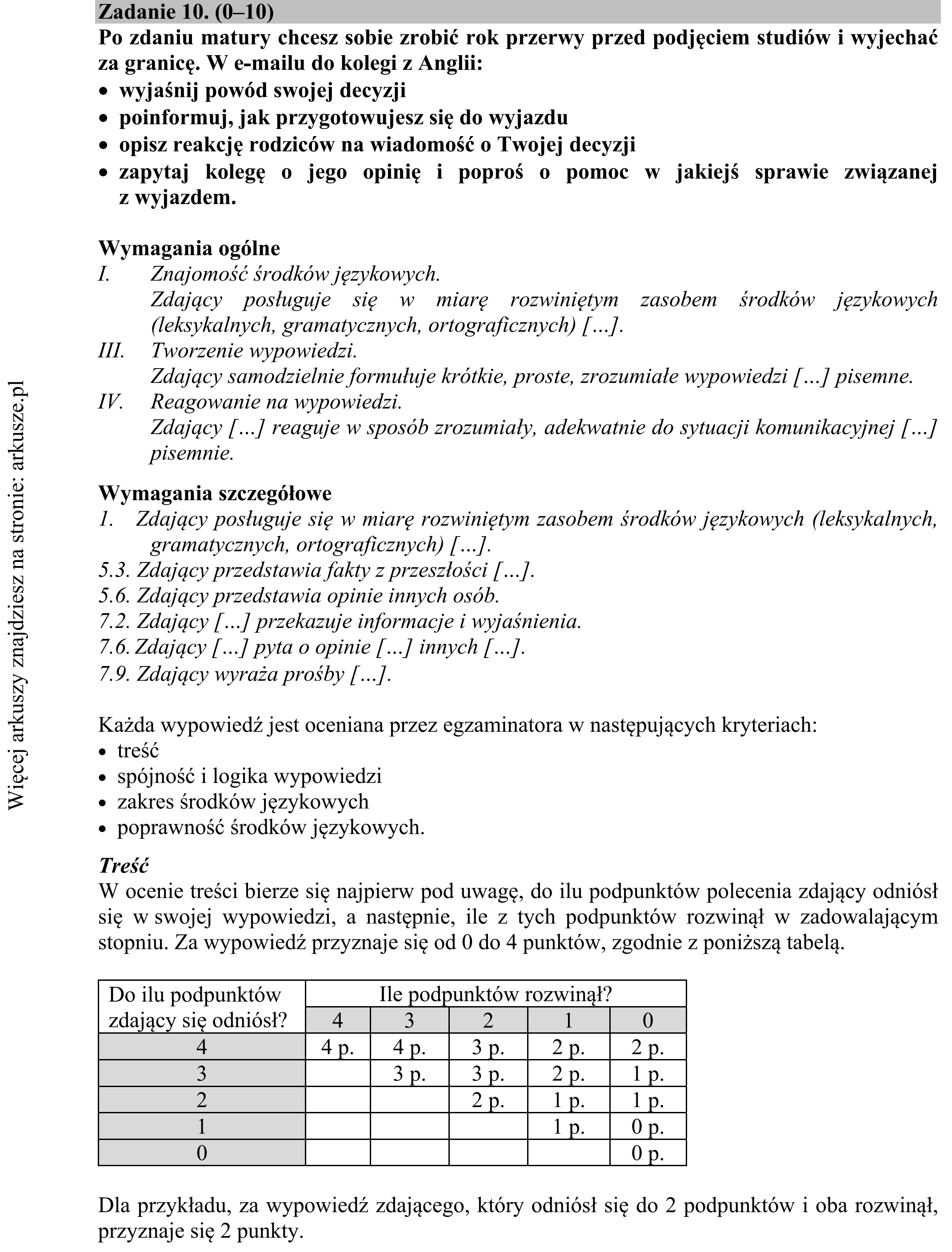 Matura dodatkowa, czerwiec 2016, odpowiedź do zadania 10, fragment 1