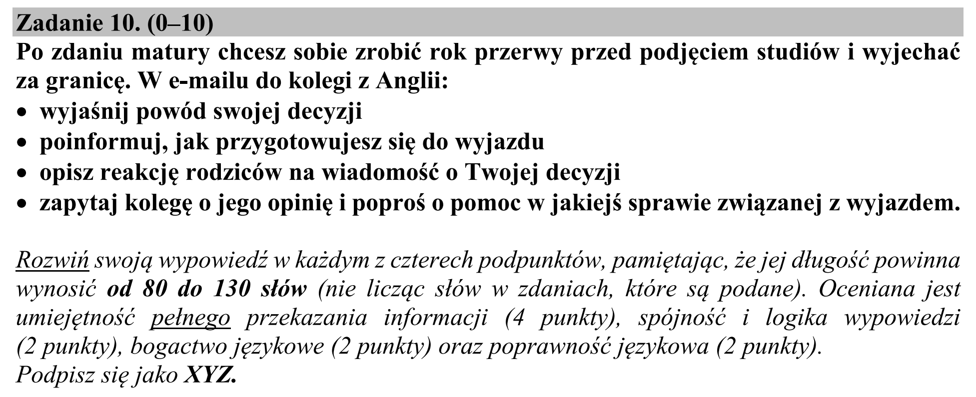 Matura dodatkowa, czerwiec 2016, podgląd zadania 10