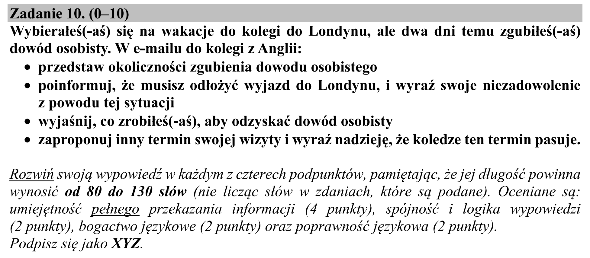 Matura dodatkowa, czerwiec 2019, podgląd zadania 10