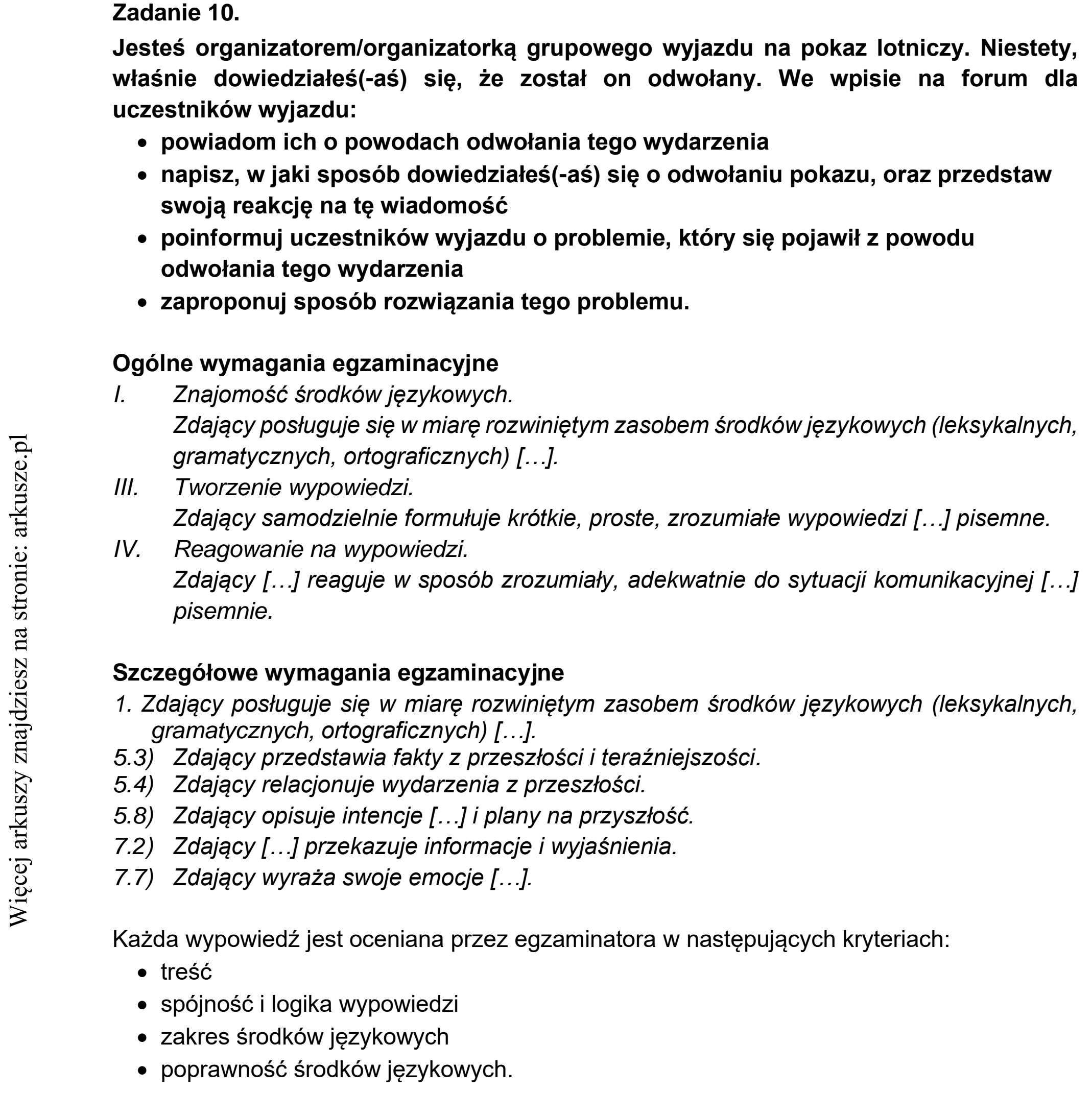 Matura dodatkowa, czerwiec 2022, odpowiedź do zadania 10