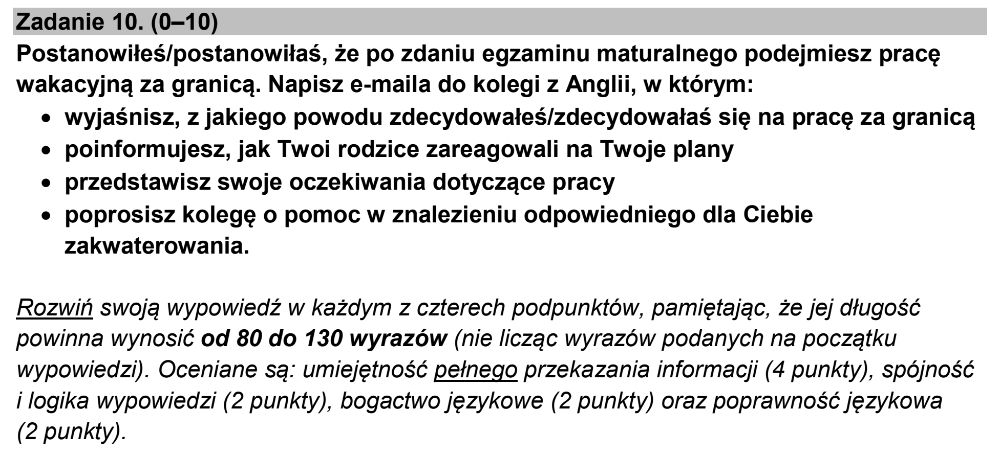 Matura dodatkowa, czerwiec 2026, podgląd zadania 10