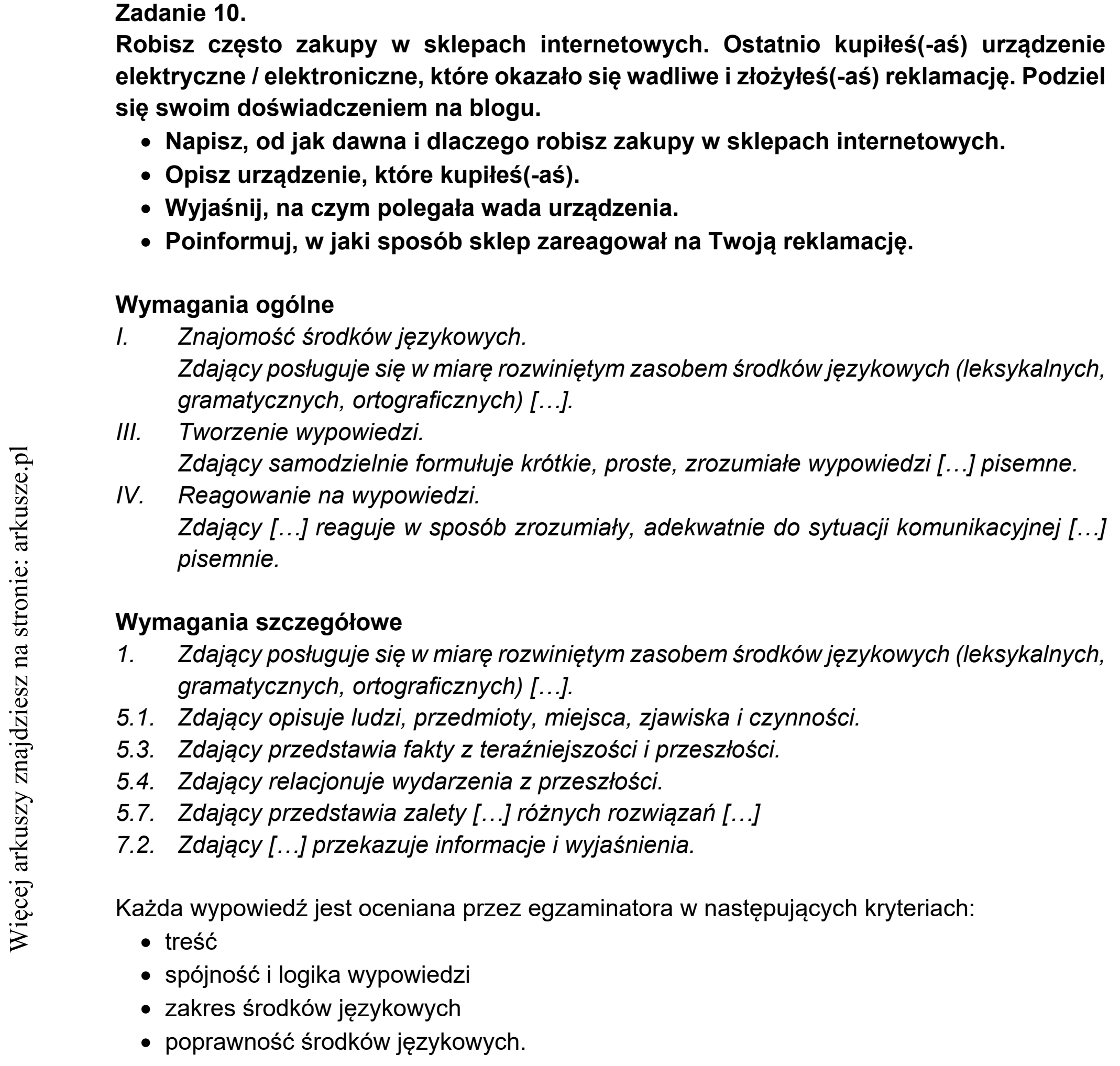 Matura dodatkowa, lipiec 2020, odpowiedź do zadania 10, fragment 1