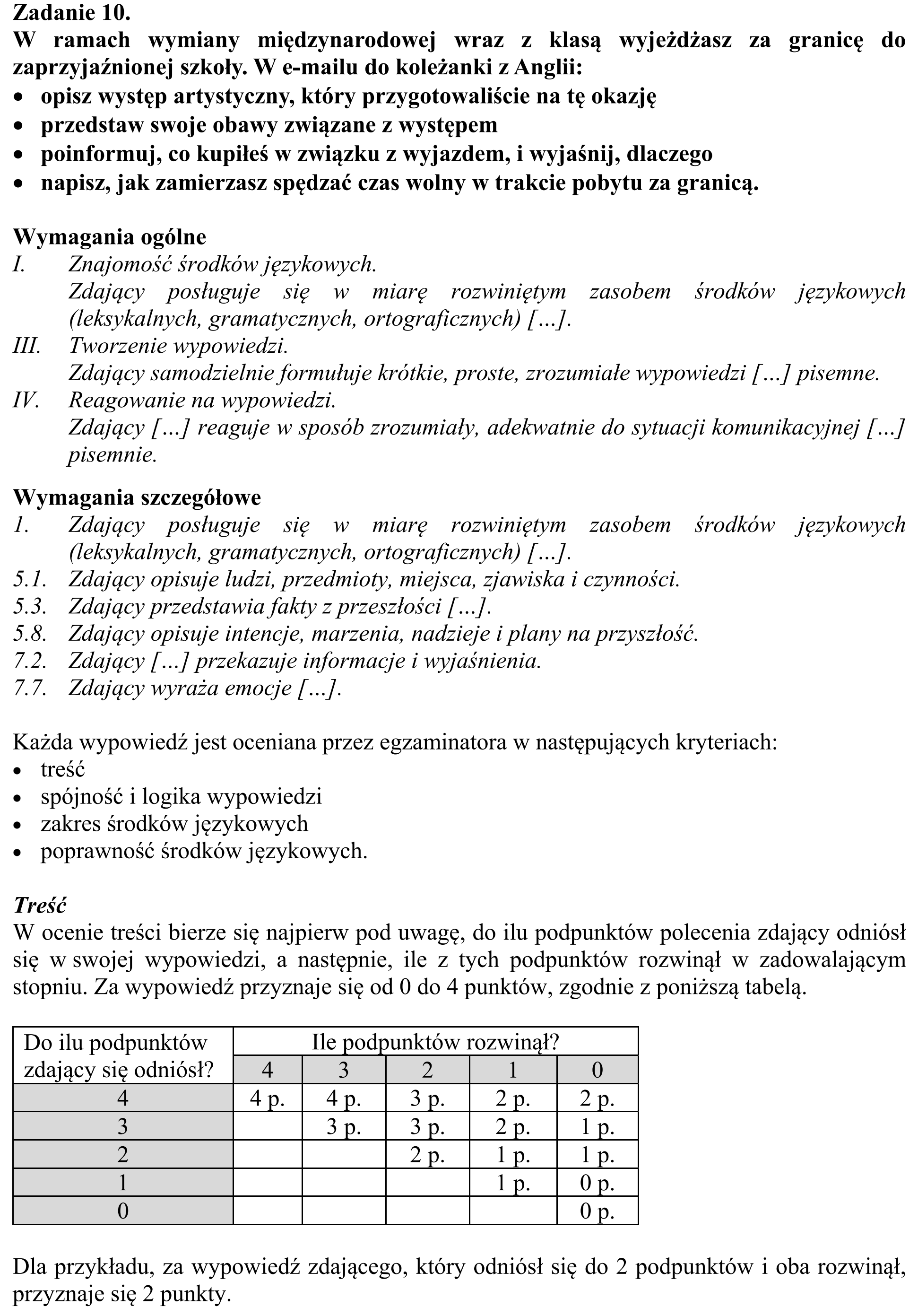 Matura, maj 2016, odpowiedź do zadania 10, fragment 1