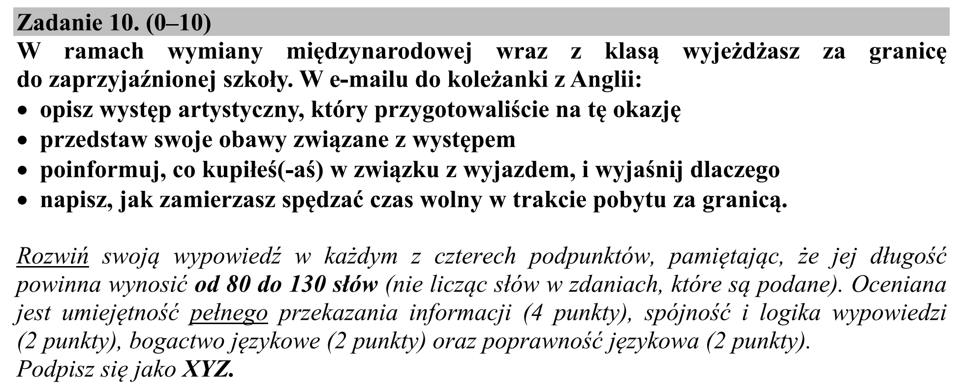 Matura, maj 2016, podgląd zadania 10