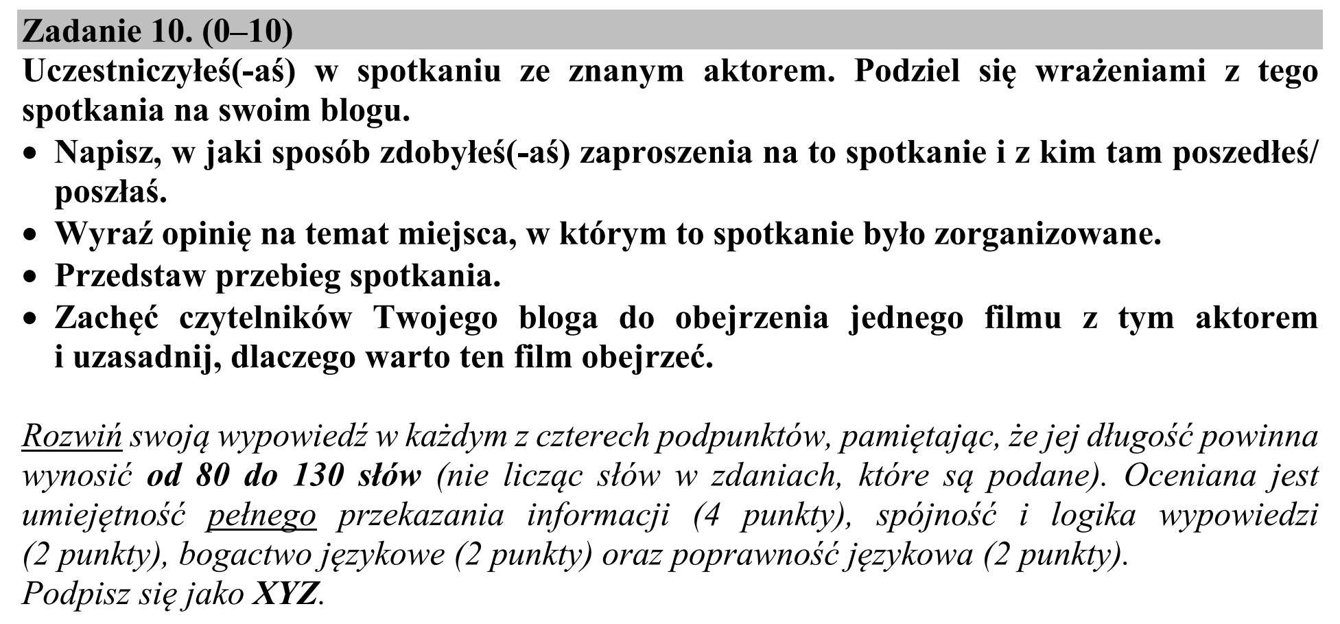 Matura, maj 2017, podgląd zadania 10