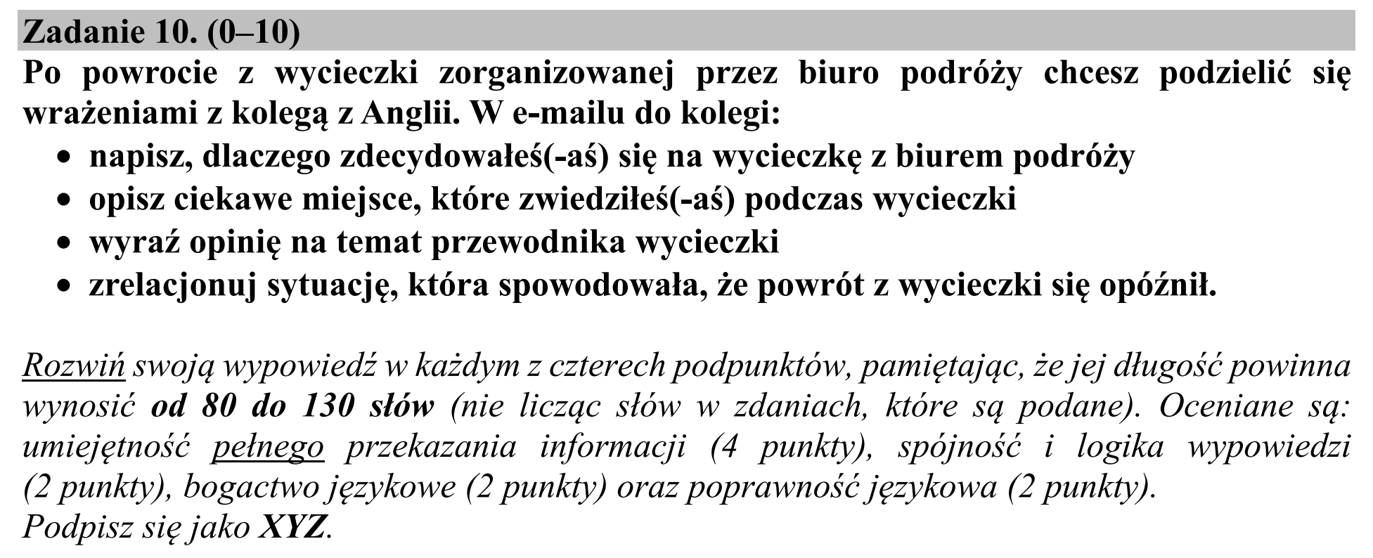 Matura, maj 2020, podgląd zadania 10