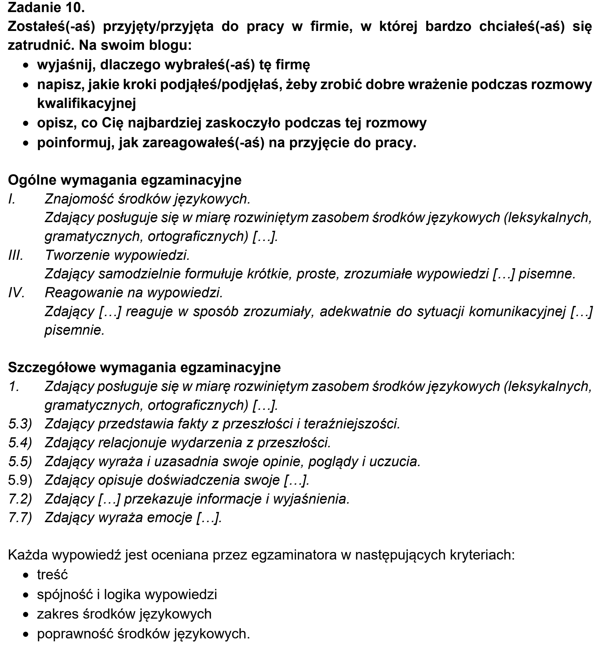 Matura, maj 2021, odpowiedź do zadania 10