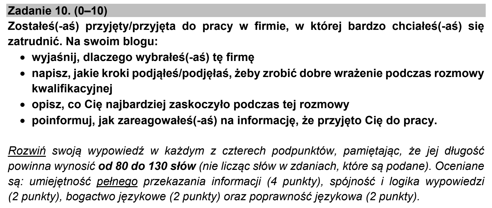 Matura, maj 2021, podgląd zadania 10