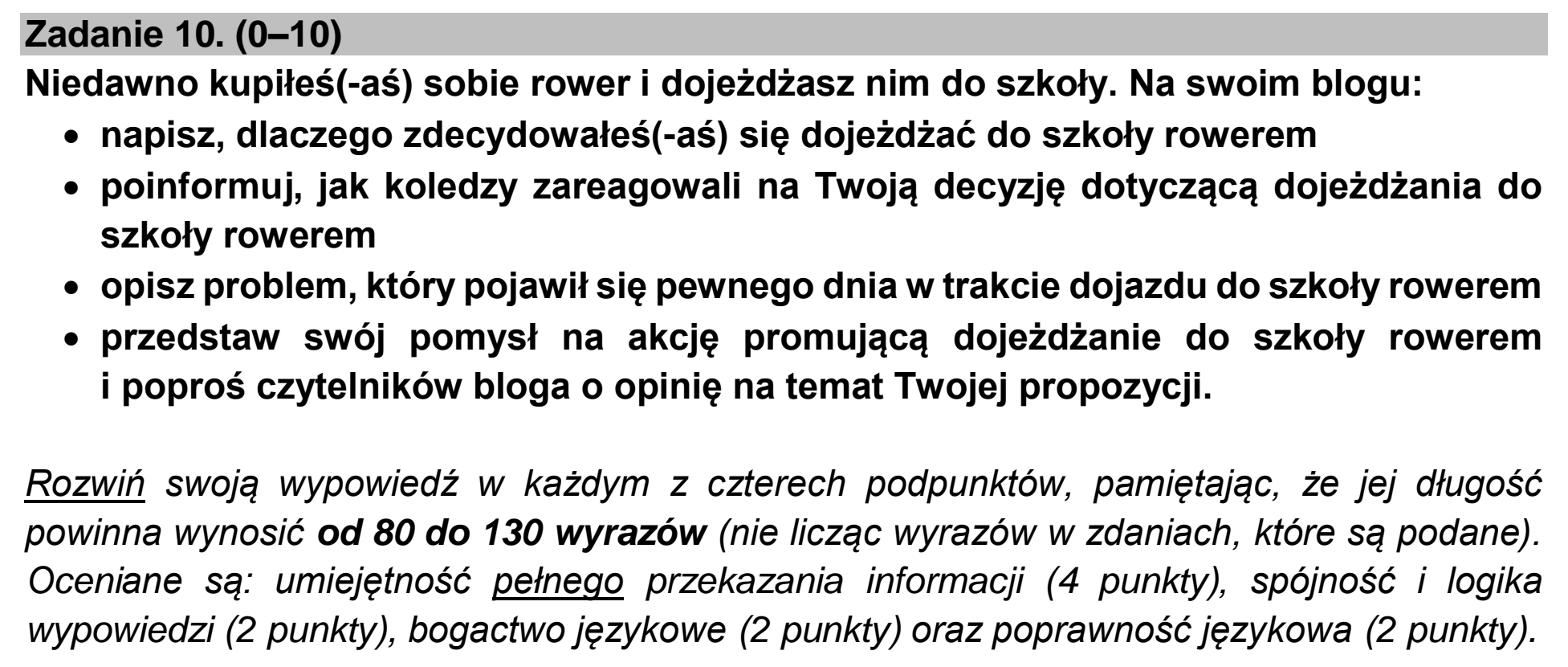 Matura, maj 2022, podgląd zadania 10