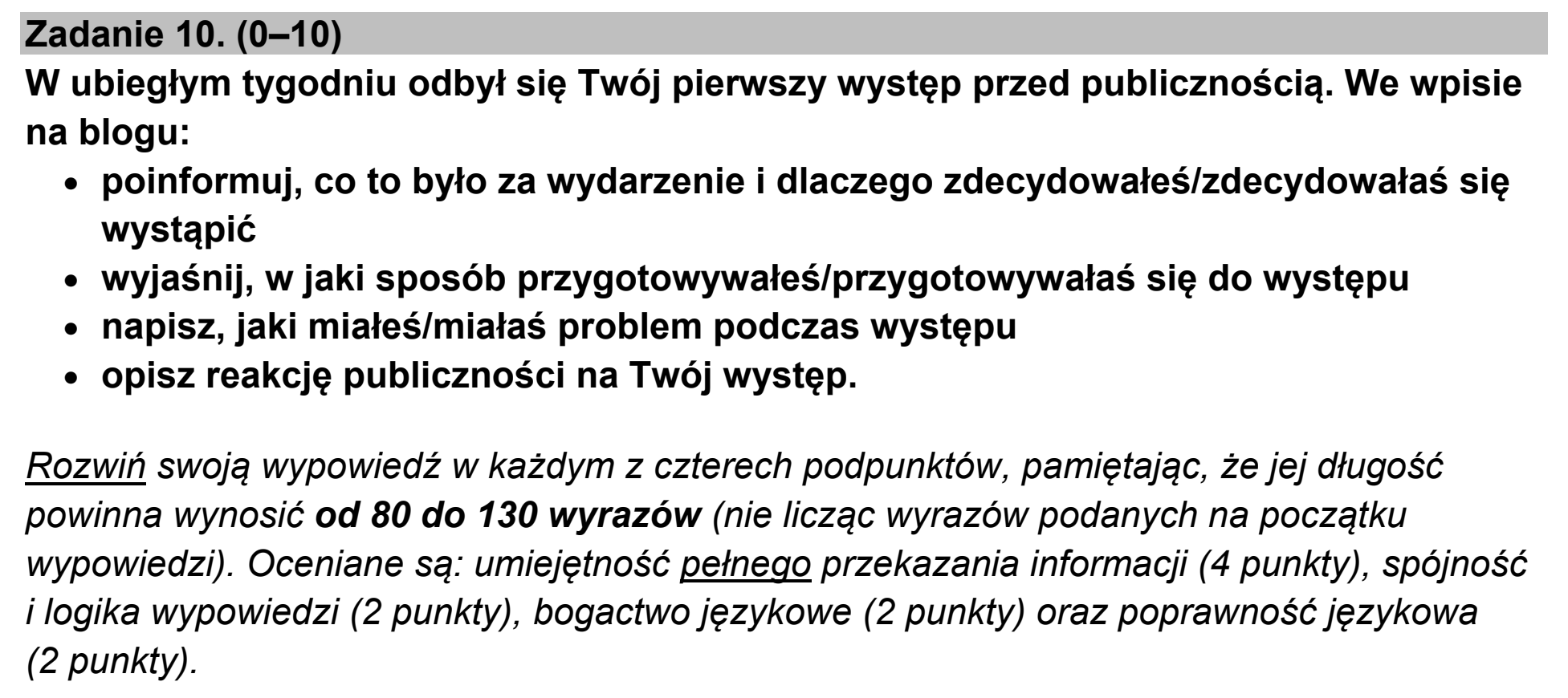Matura, maj 2025, podgląd zadania 10