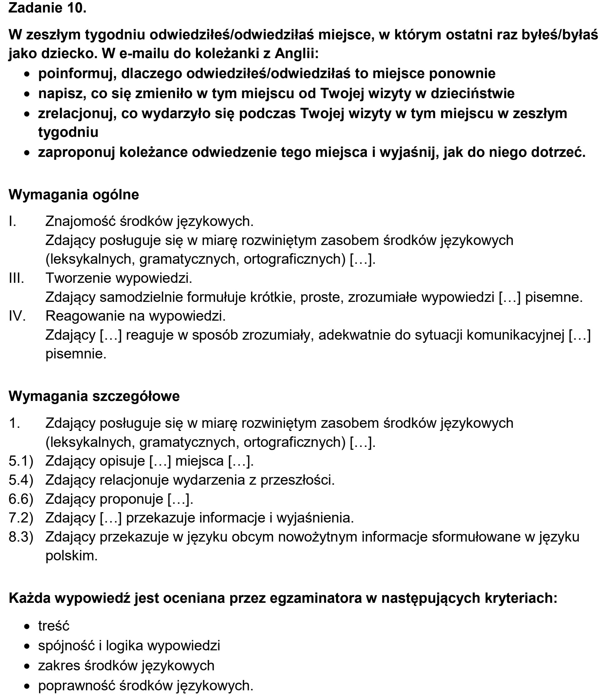 Matura, maj 2026, odpowiedź do zadania 10