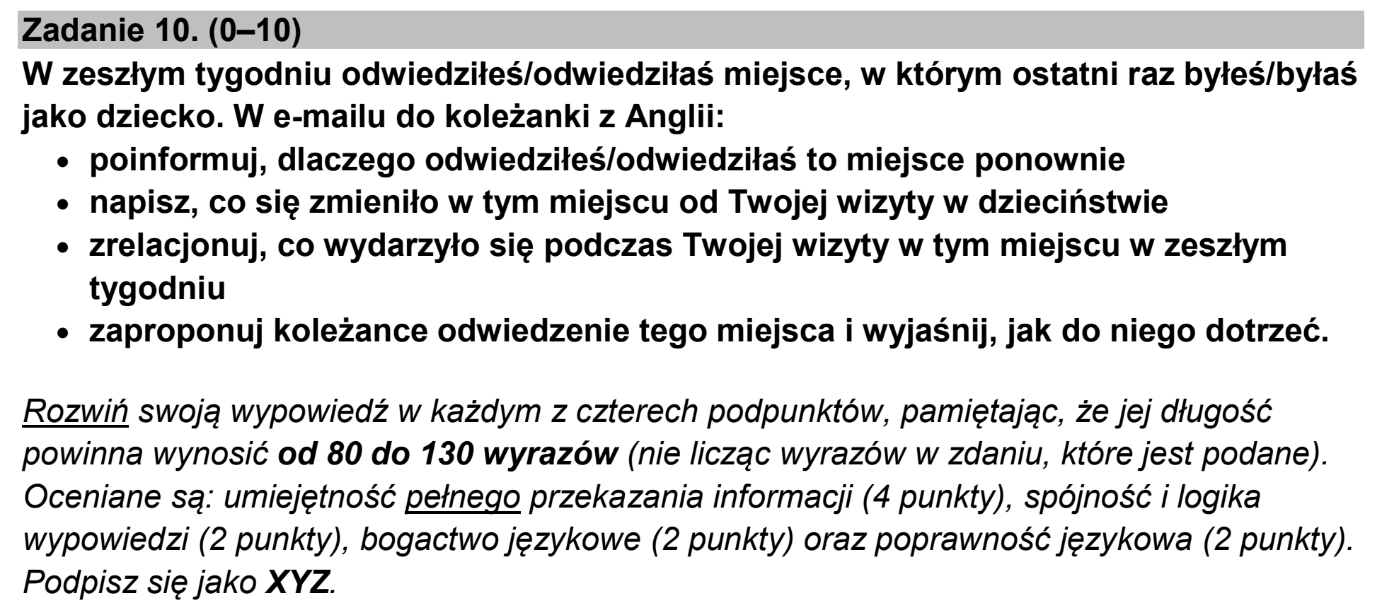 Matura, maj 2026, podgląd zadania 10