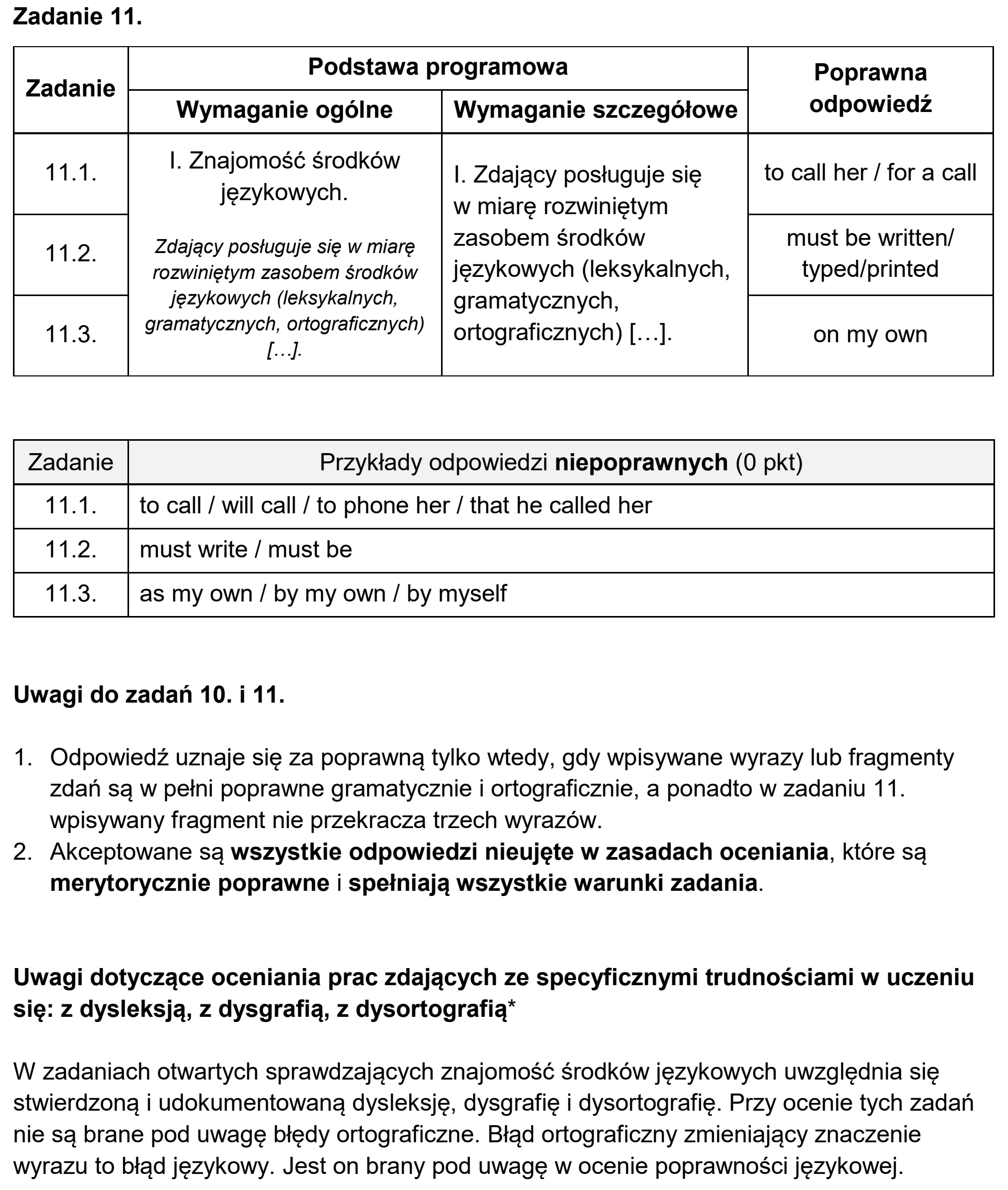 Matura próbna, grudzien 2024, odpowiedź do zadania 11