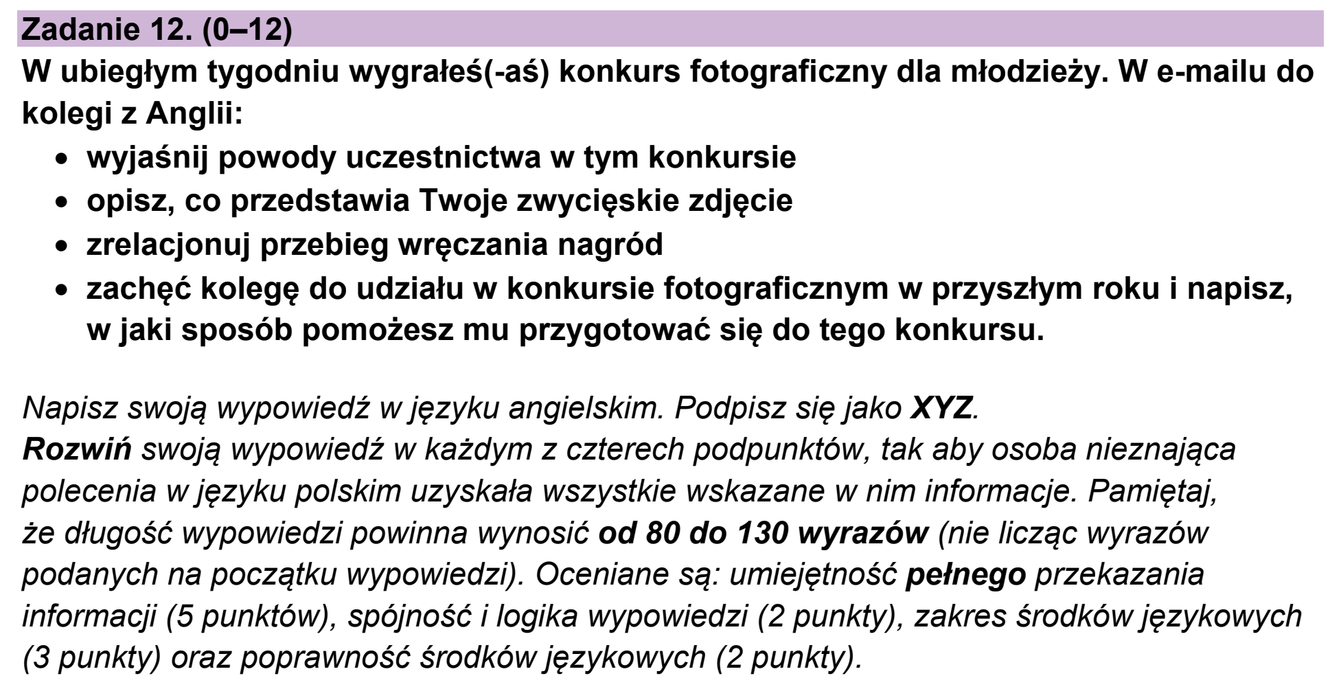 Matura, maj 2023, podgląd zadania 12