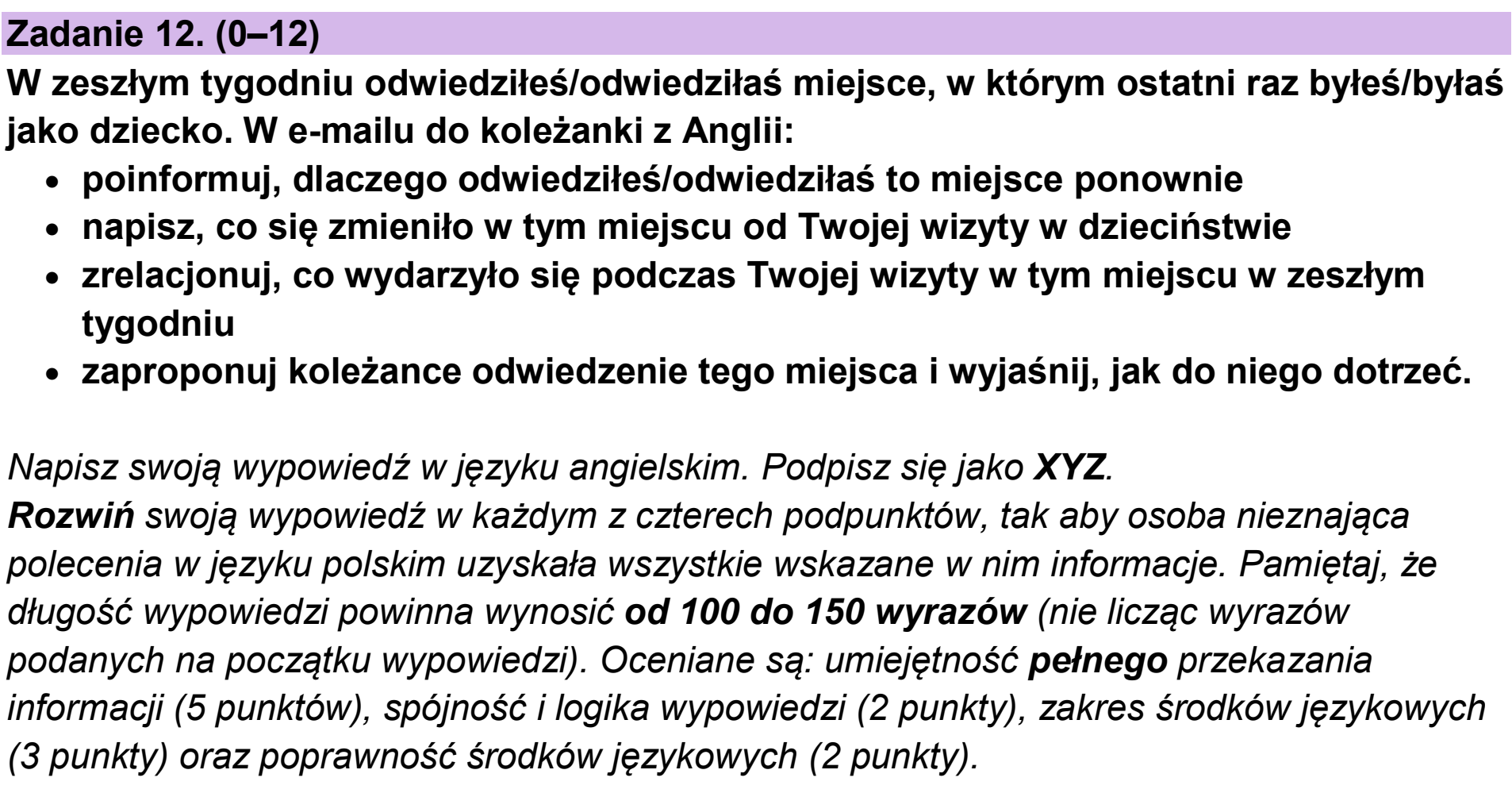 Matura, maj 2026, podgląd zadania 12