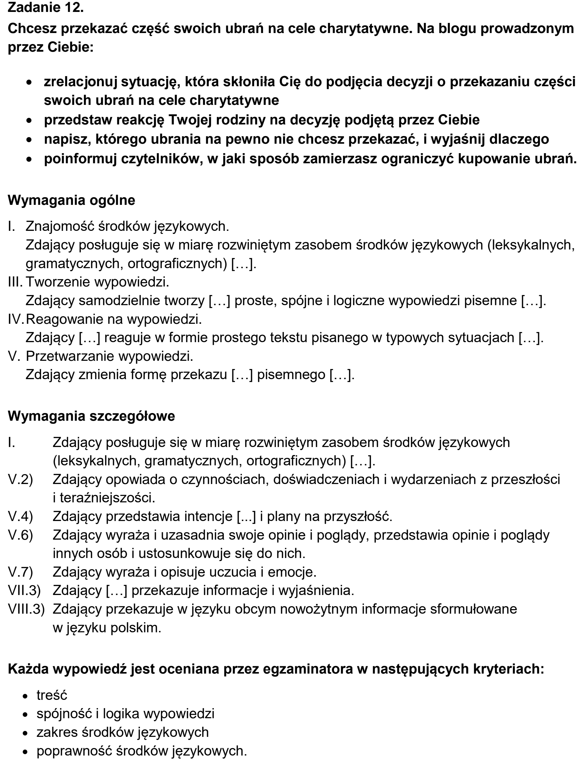 Matura próbna, marzec 2026, odpowiedź do zadania 12
