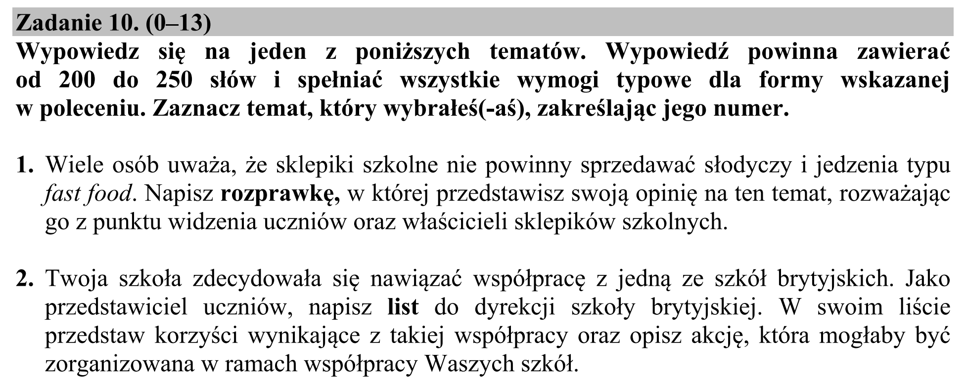 Matura dodatkowa, czerwiec 2015, podgląd zadania 10