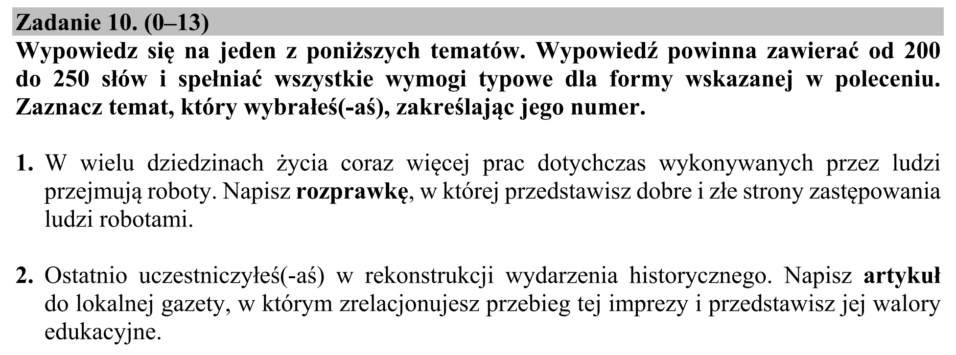 Matura dodatkowa, czerwiec 2016, podgląd zadania 10