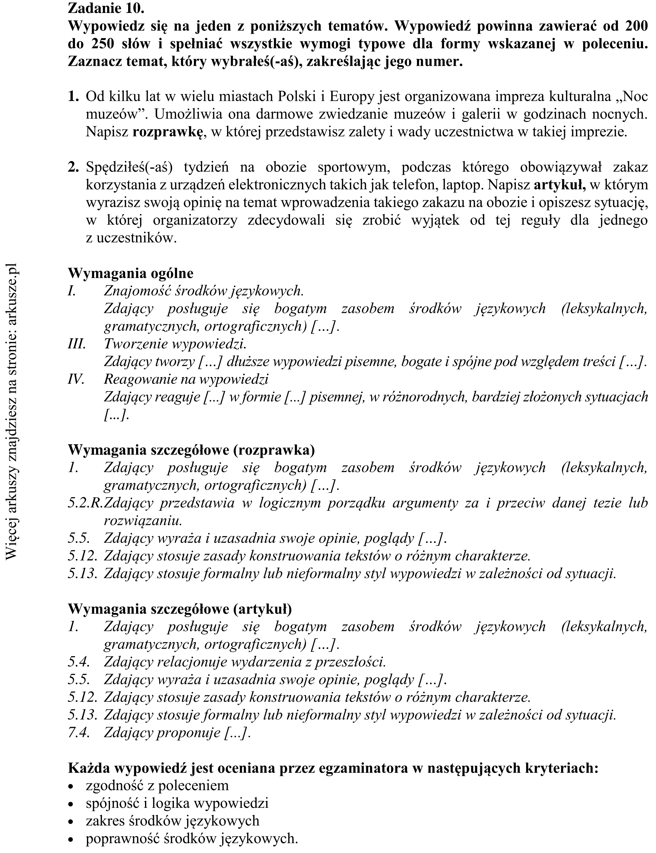 Matura dodatkowa, czerwiec 2018, odpowiedź do zadania 10, fragment 1