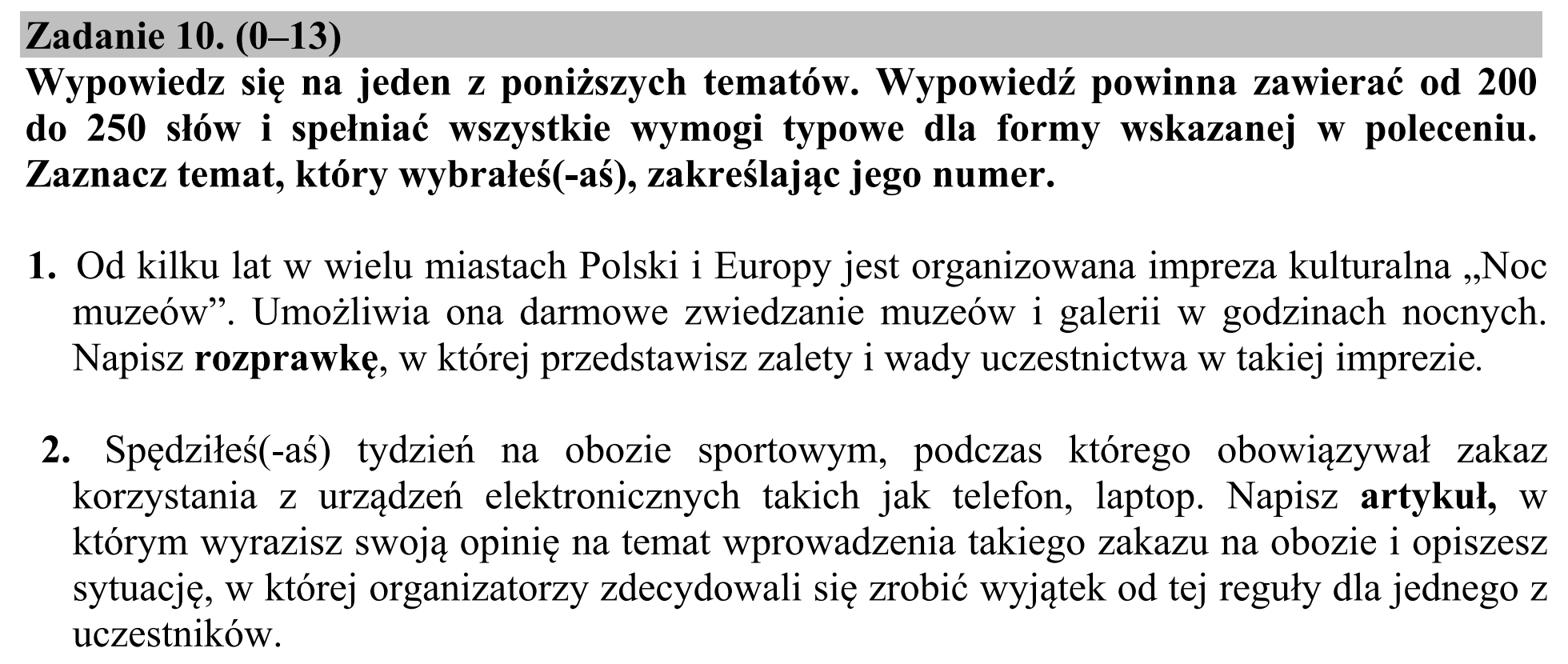 Matura dodatkowa, czerwiec 2018, podgląd zadania 10
