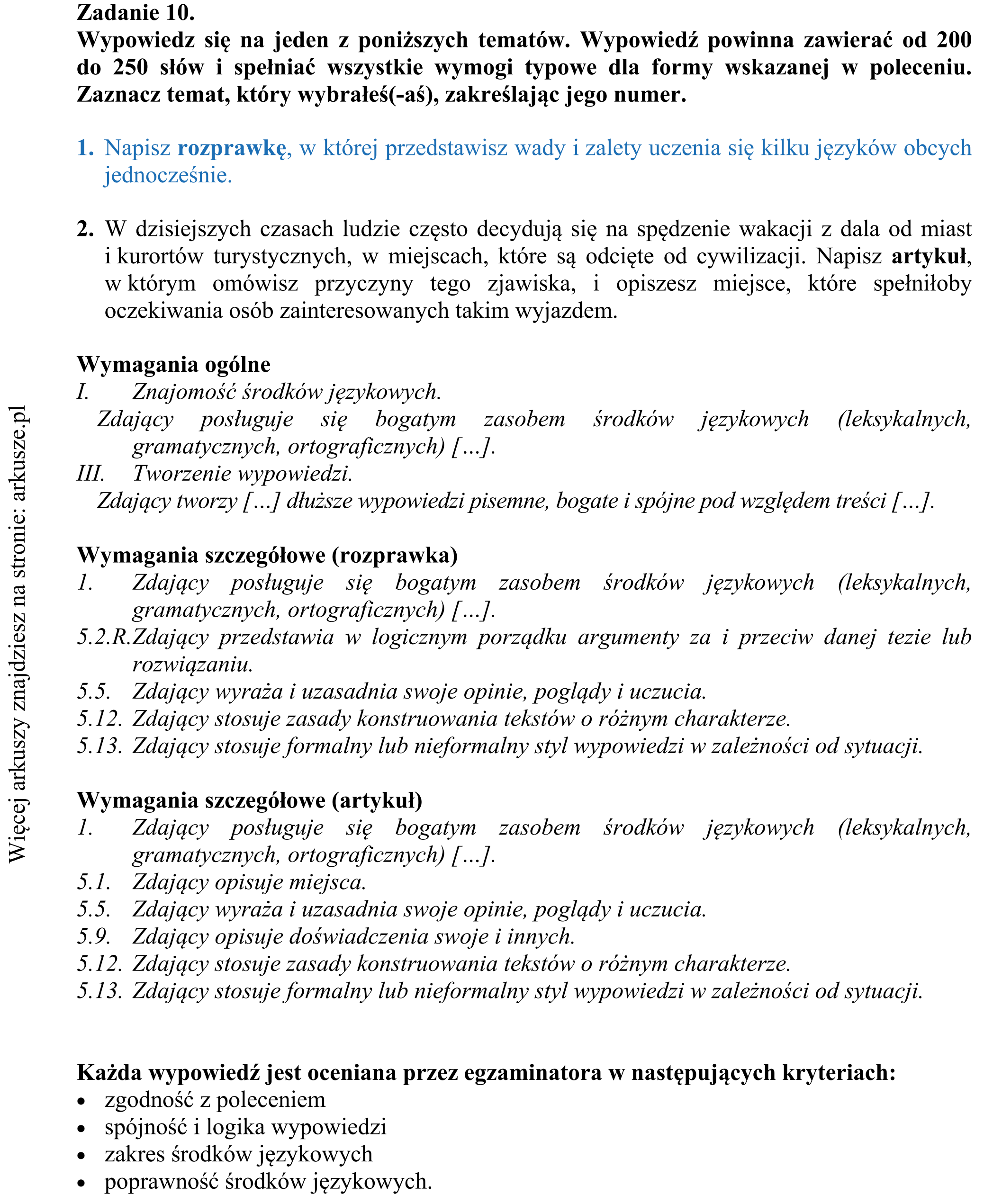 Matura dodatkowa, czerwiec 2019, odpowiedź do zadania 10, fragment 1