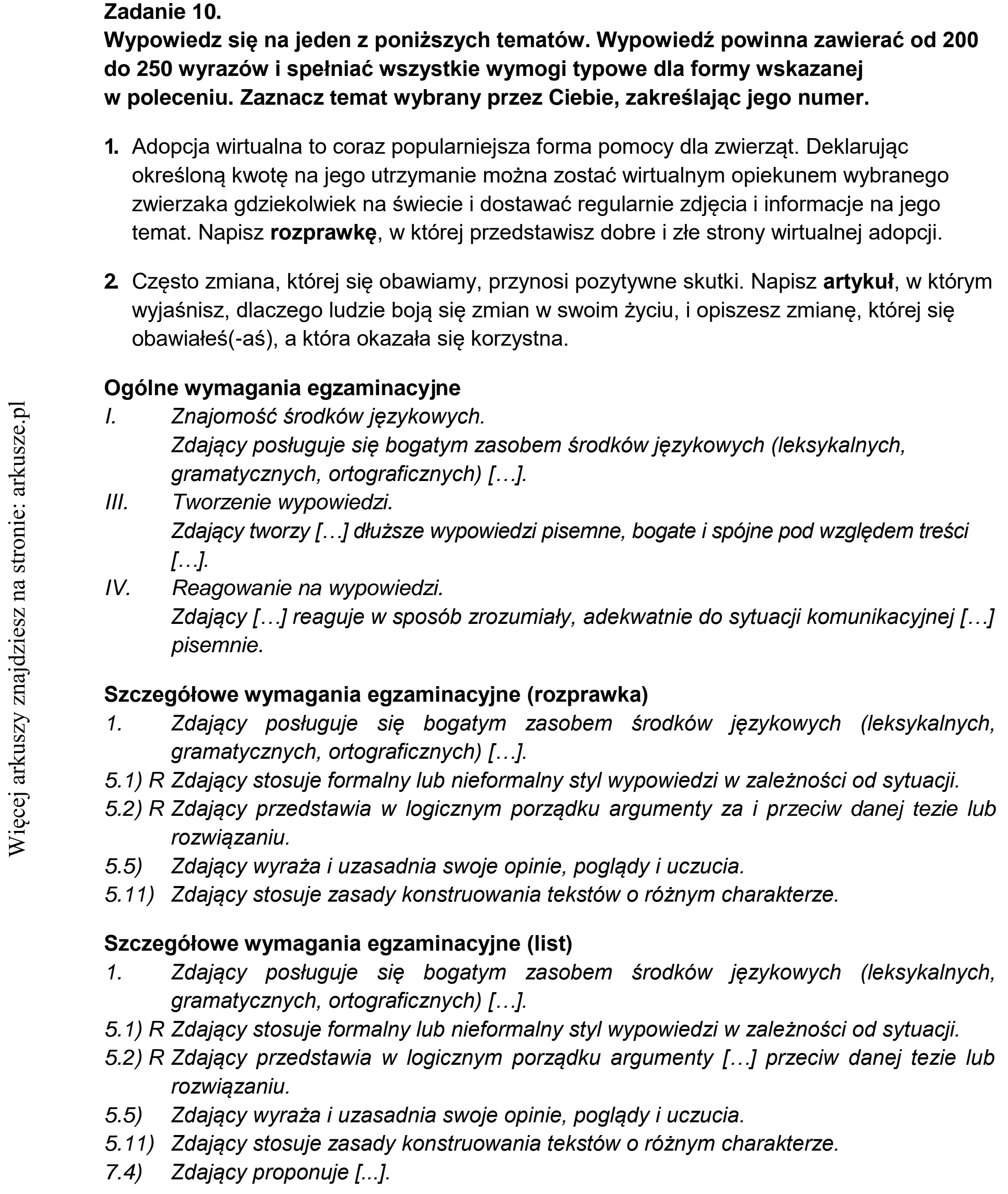 Matura dodatkowa, czerwiec 2022, odpowiedź do zadania 10