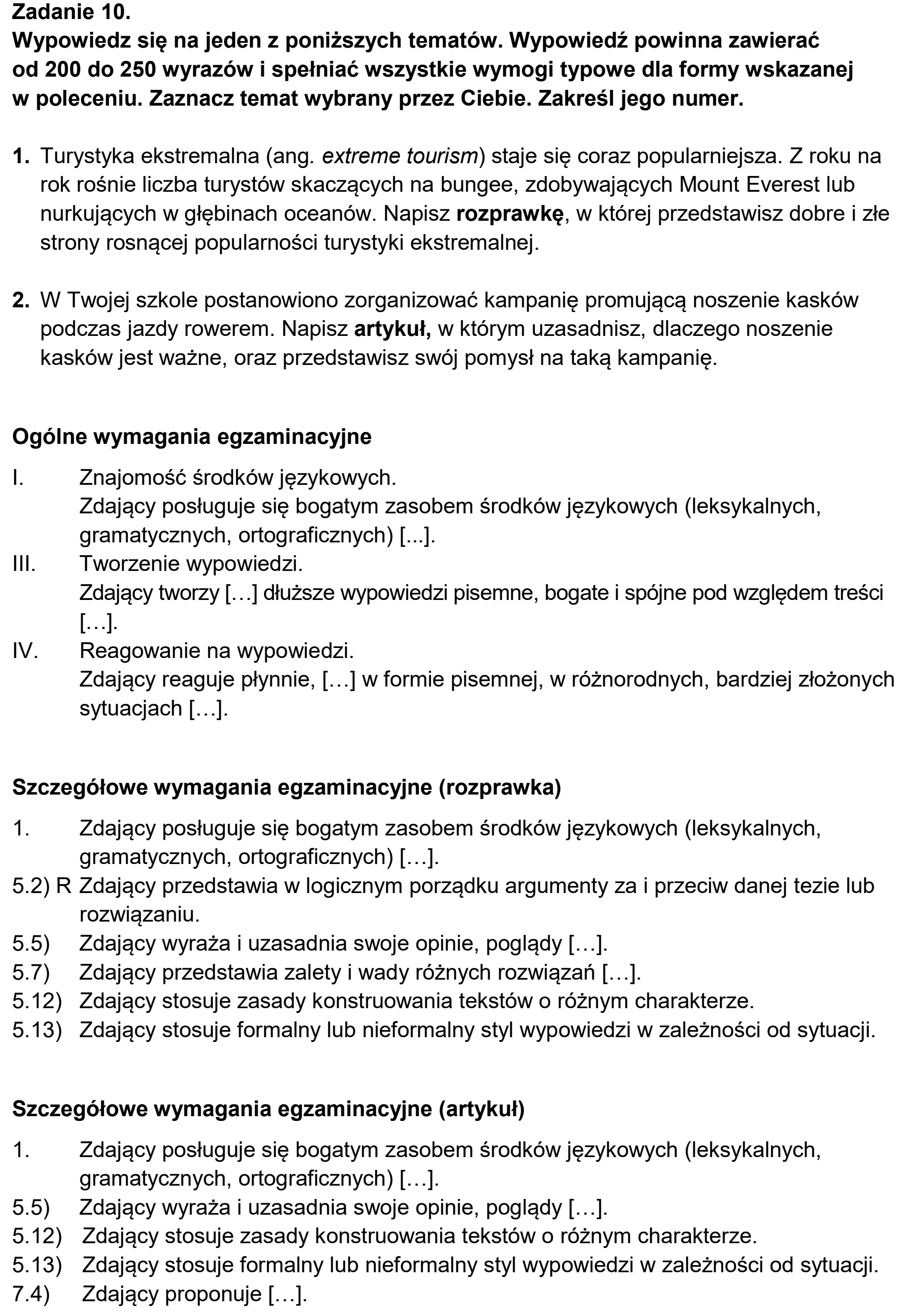 Matura dodatkowa, czerwiec 2025, odpowiedź do zadania 10