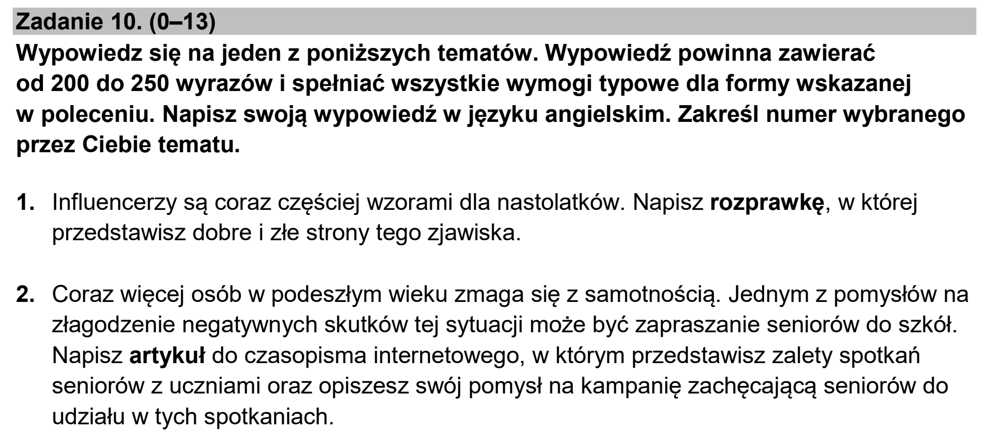 Matura dodatkowa, czerwiec 2026, podgląd zadania 10