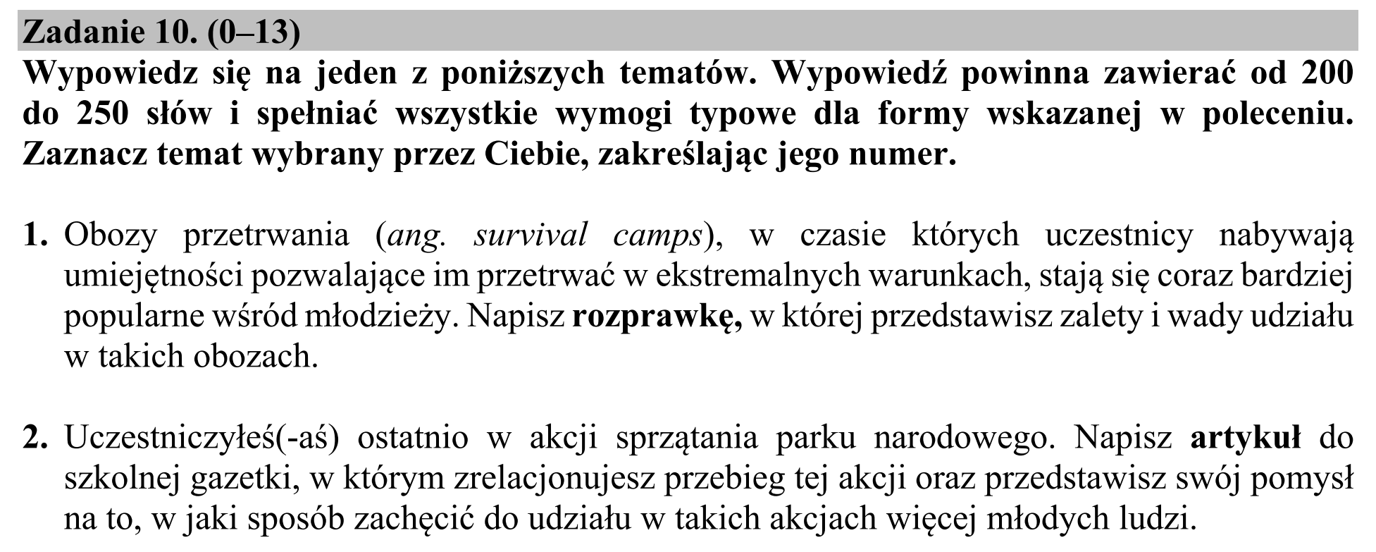 Matura dodatkowa, lipiec 2020, podgląd zadania 10