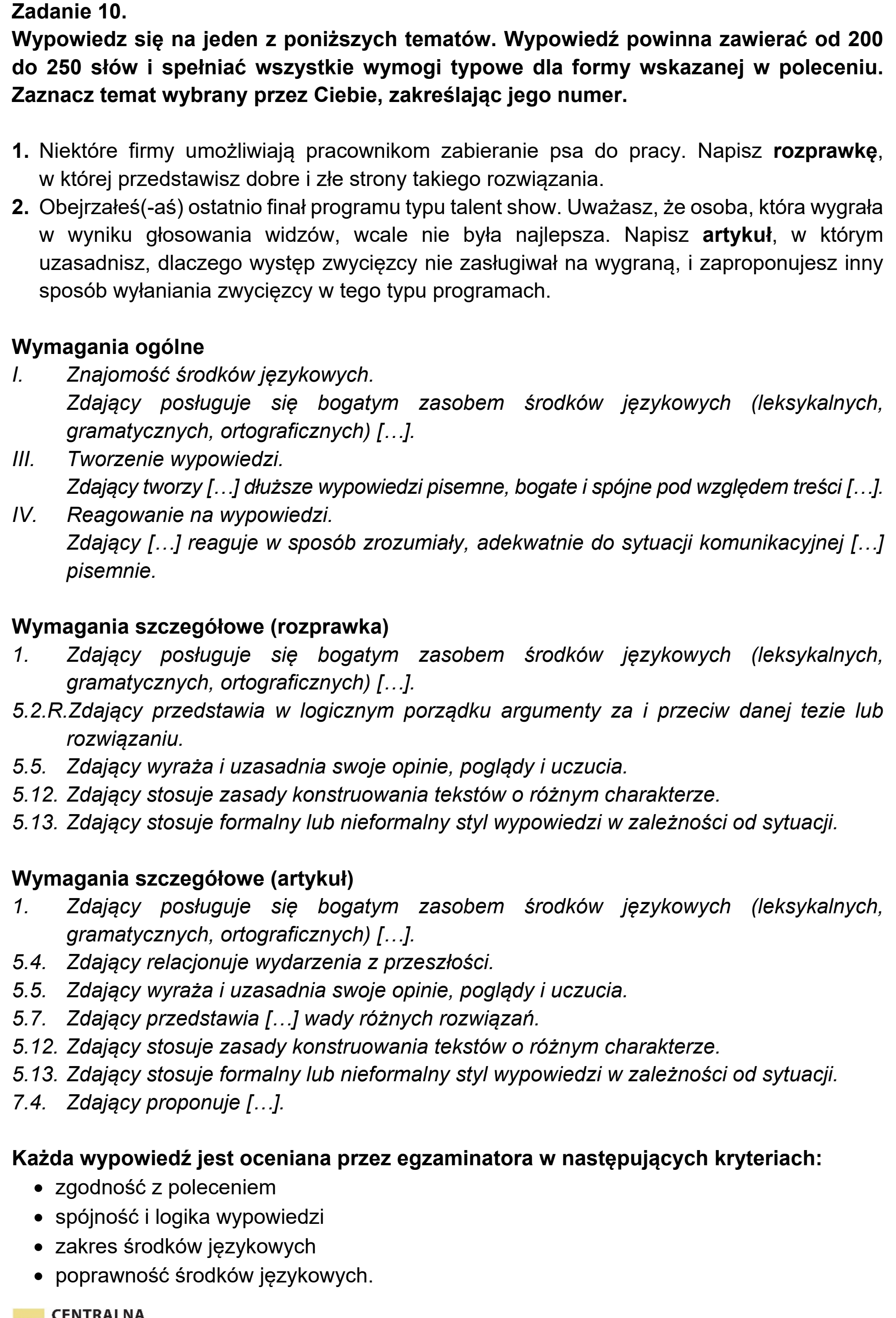Matura, maj 2020, odpowiedź do zadania 10, fragment 1