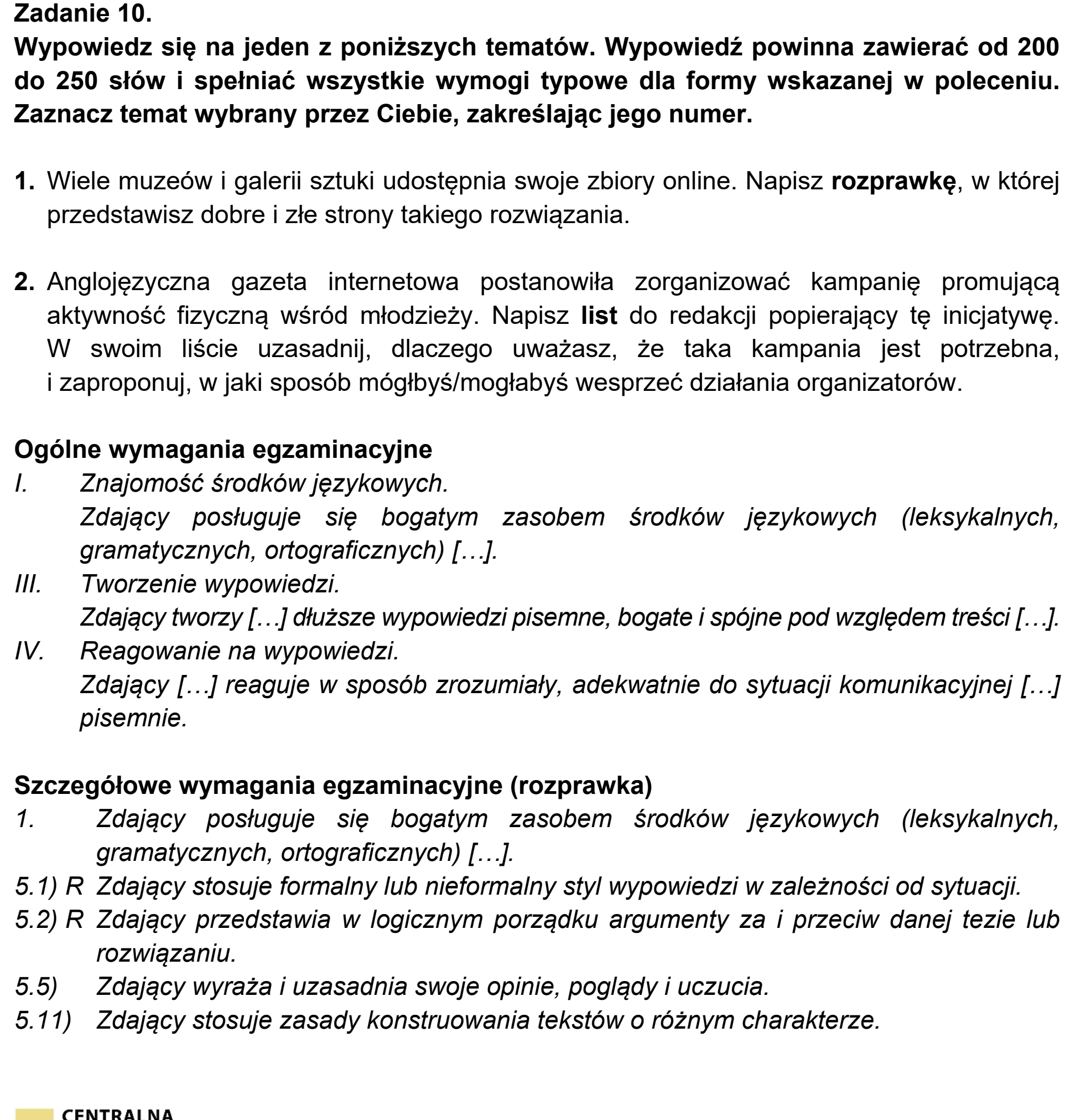 Matura, maj 2021, odpowiedź do zadania 10, fragment 1