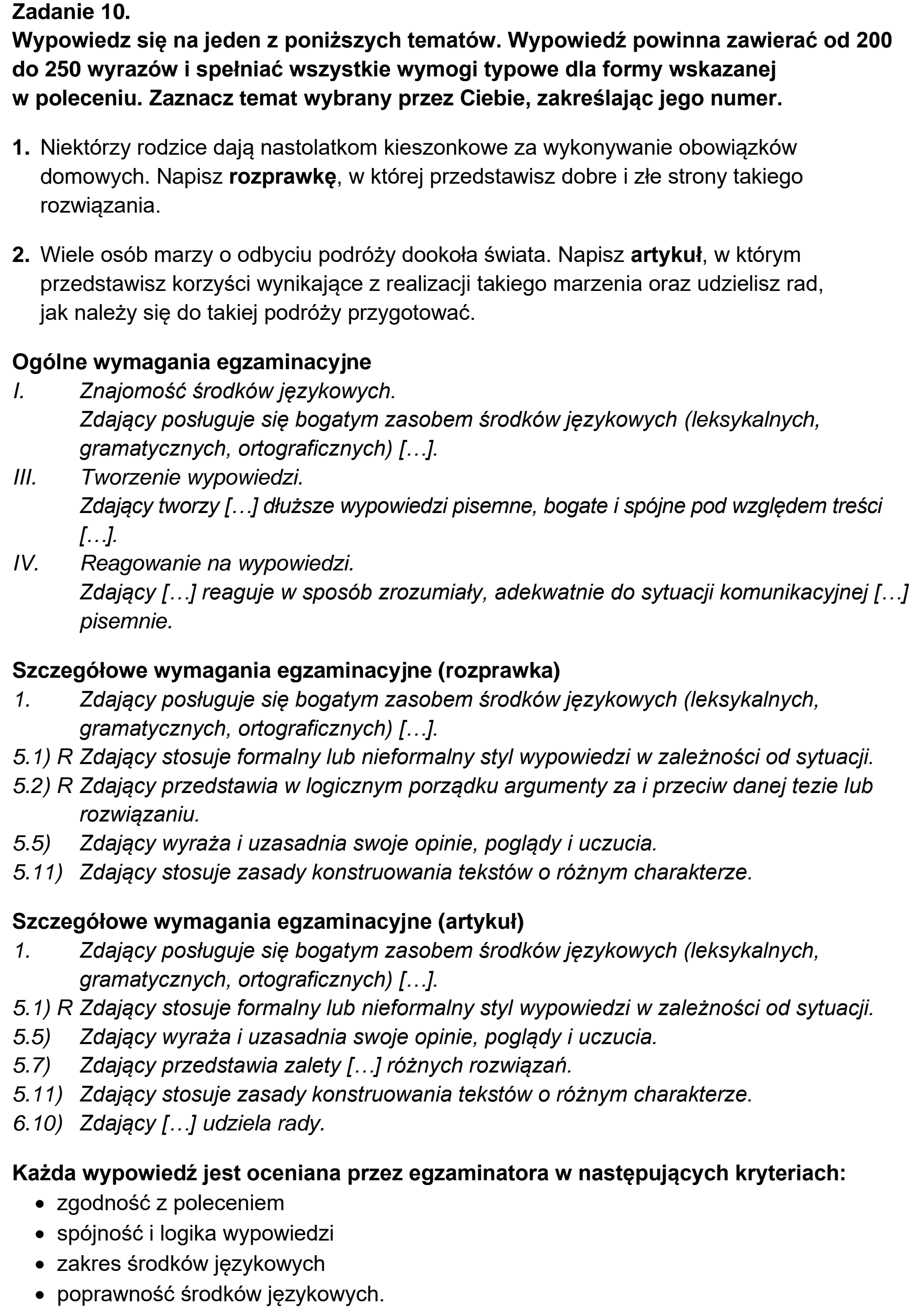 Matura, maj 2022, odpowiedź do zadania 10