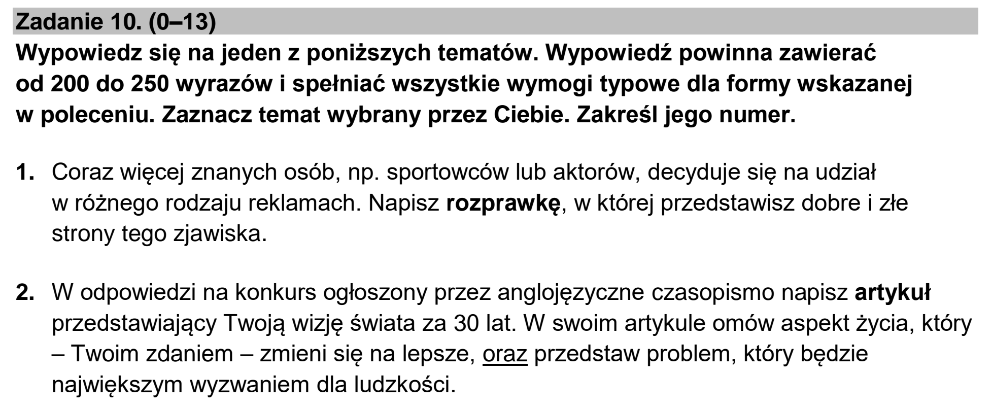 Matura, maj 2023, podgląd zadania 10