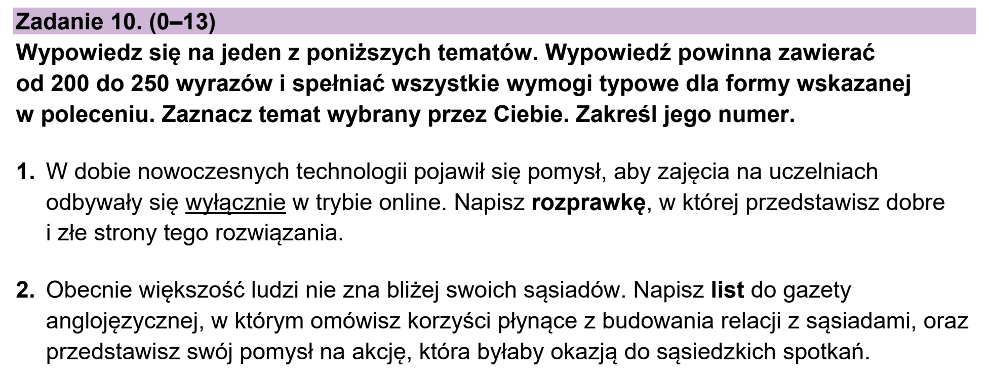 Matura, maj 2025, podgląd zadania 10