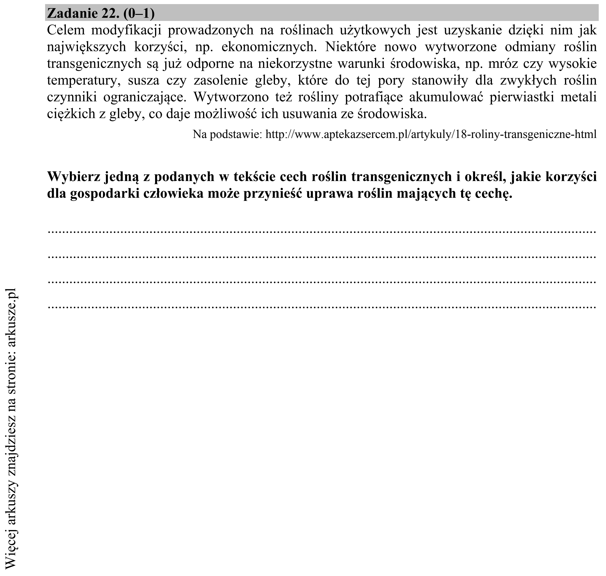 Matura dodatkowa, czerwiec 2015, podgląd zadania 22