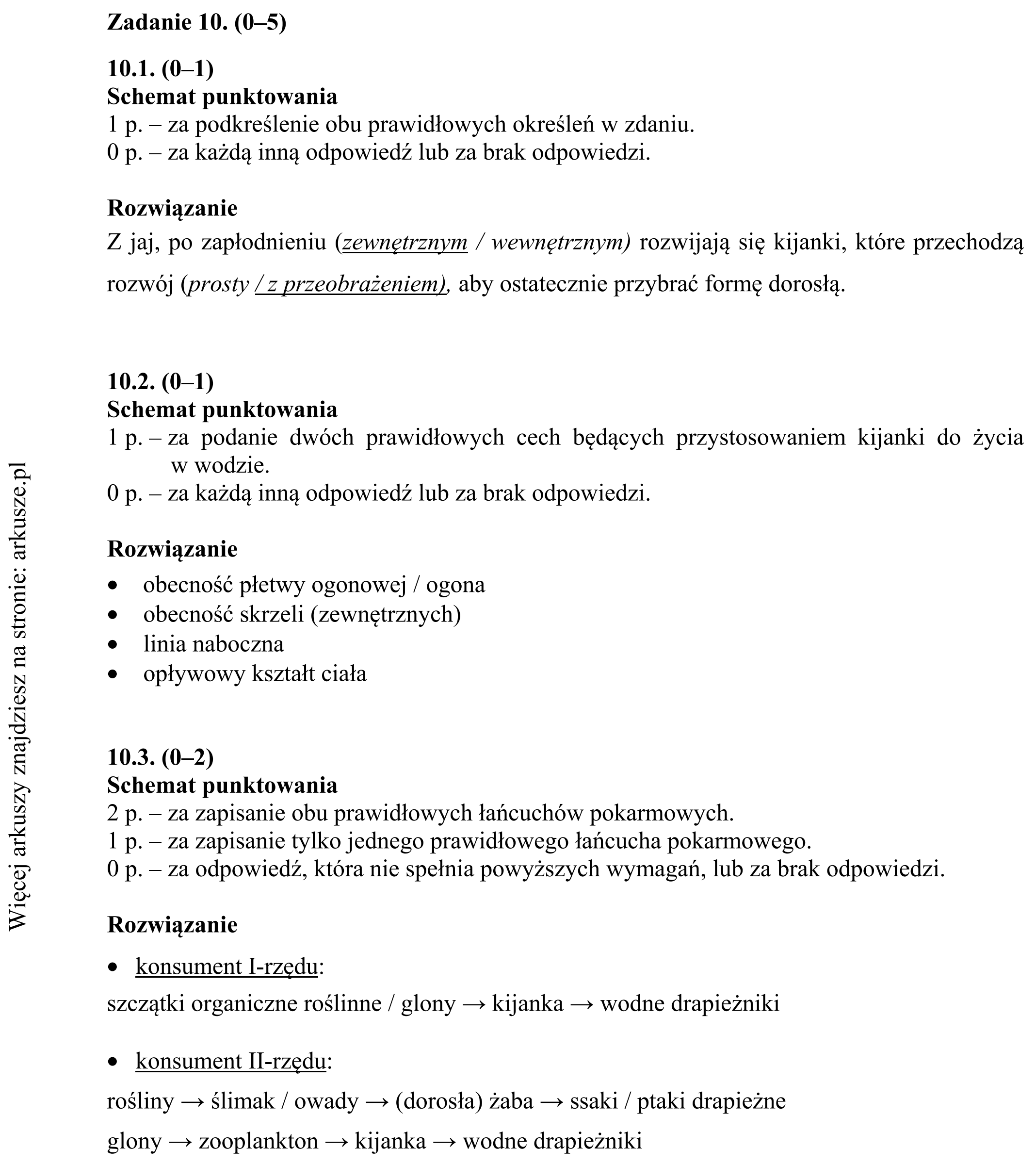 Matura dodatkowa, czerwiec 2016, odpowiedź do zadania 10.1, fragment 1