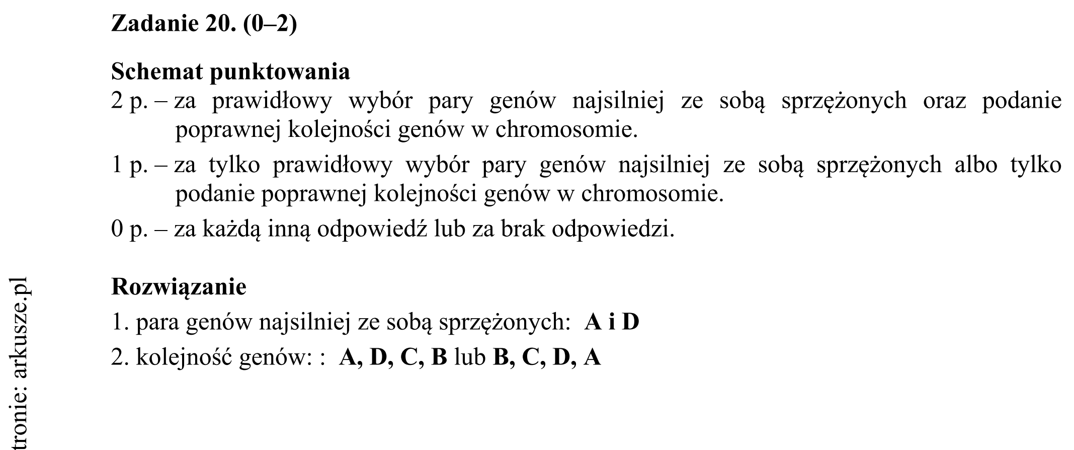 Matura dodatkowa, czerwiec 2016, odpowiedź do zadania 20