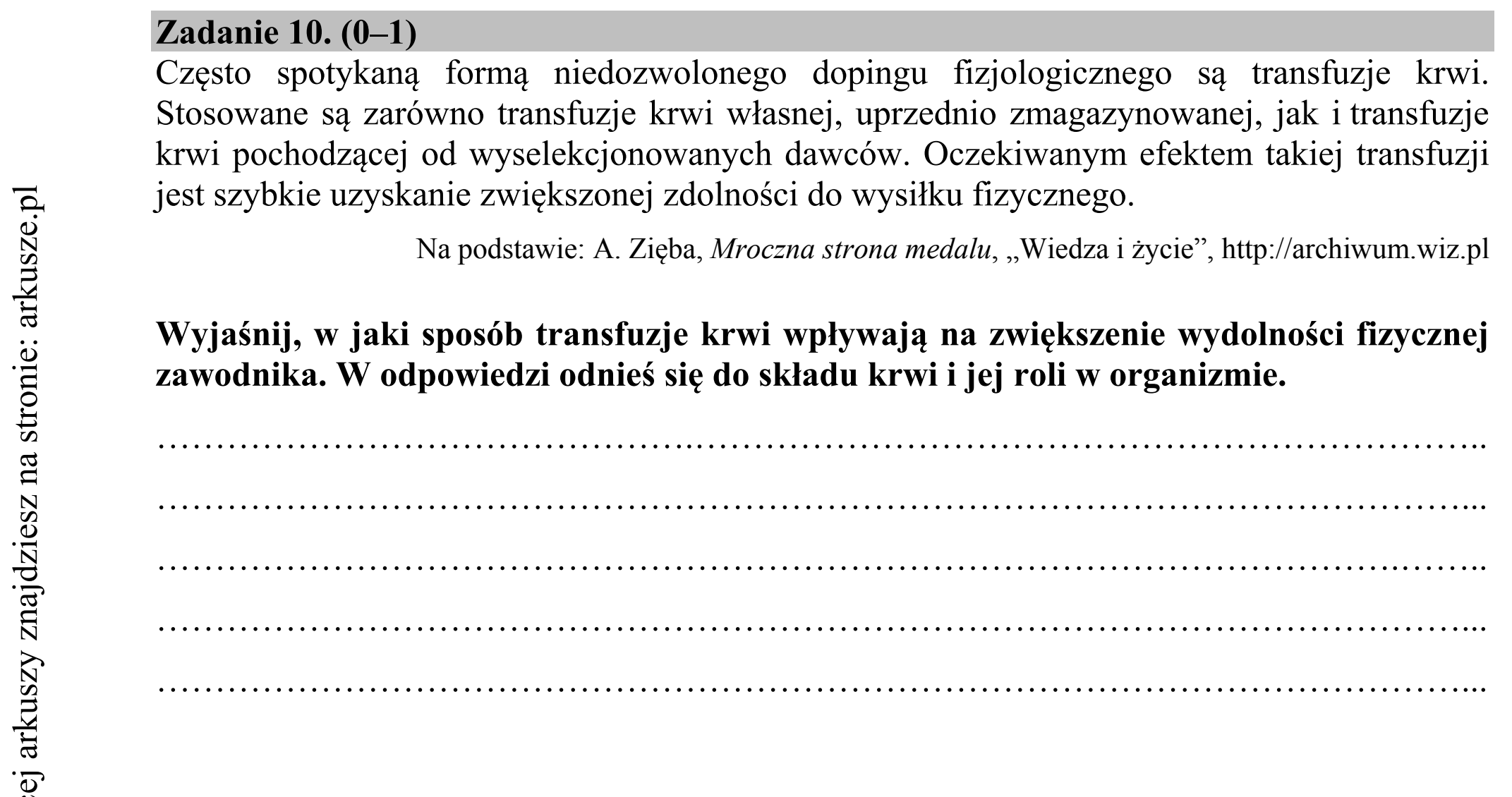 Matura dodatkowa, czerwiec 2017, podgląd zadania 10