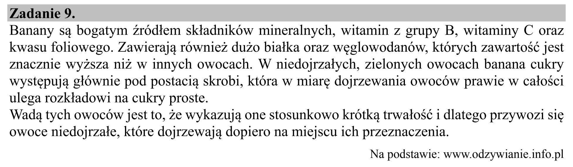 Matura dodatkowa, czerwiec 2018, wstęp zadania 9