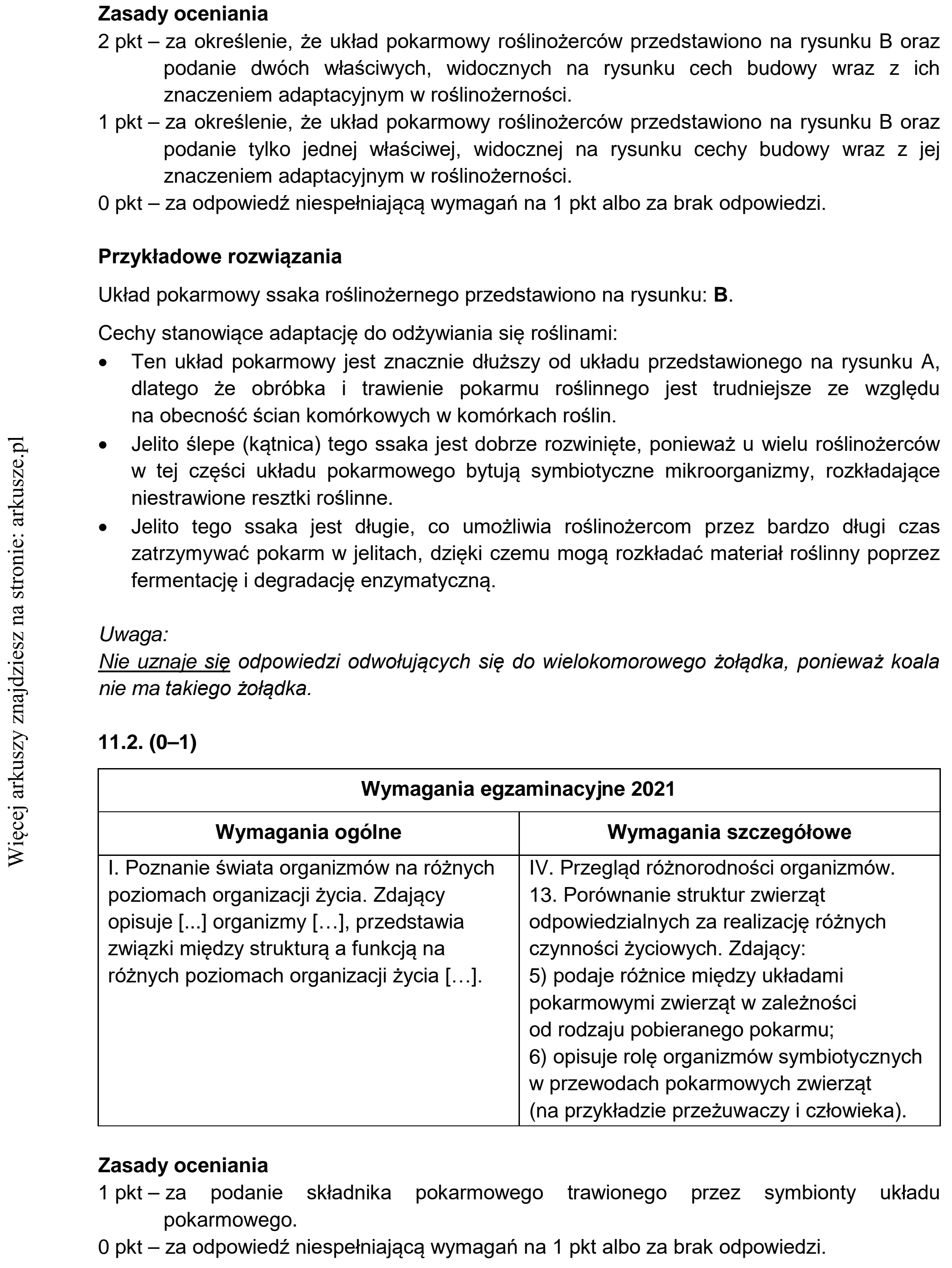 Matura dodatkowa, czerwiec 2021, odpowiedź do zadania 11.1, fragment 1