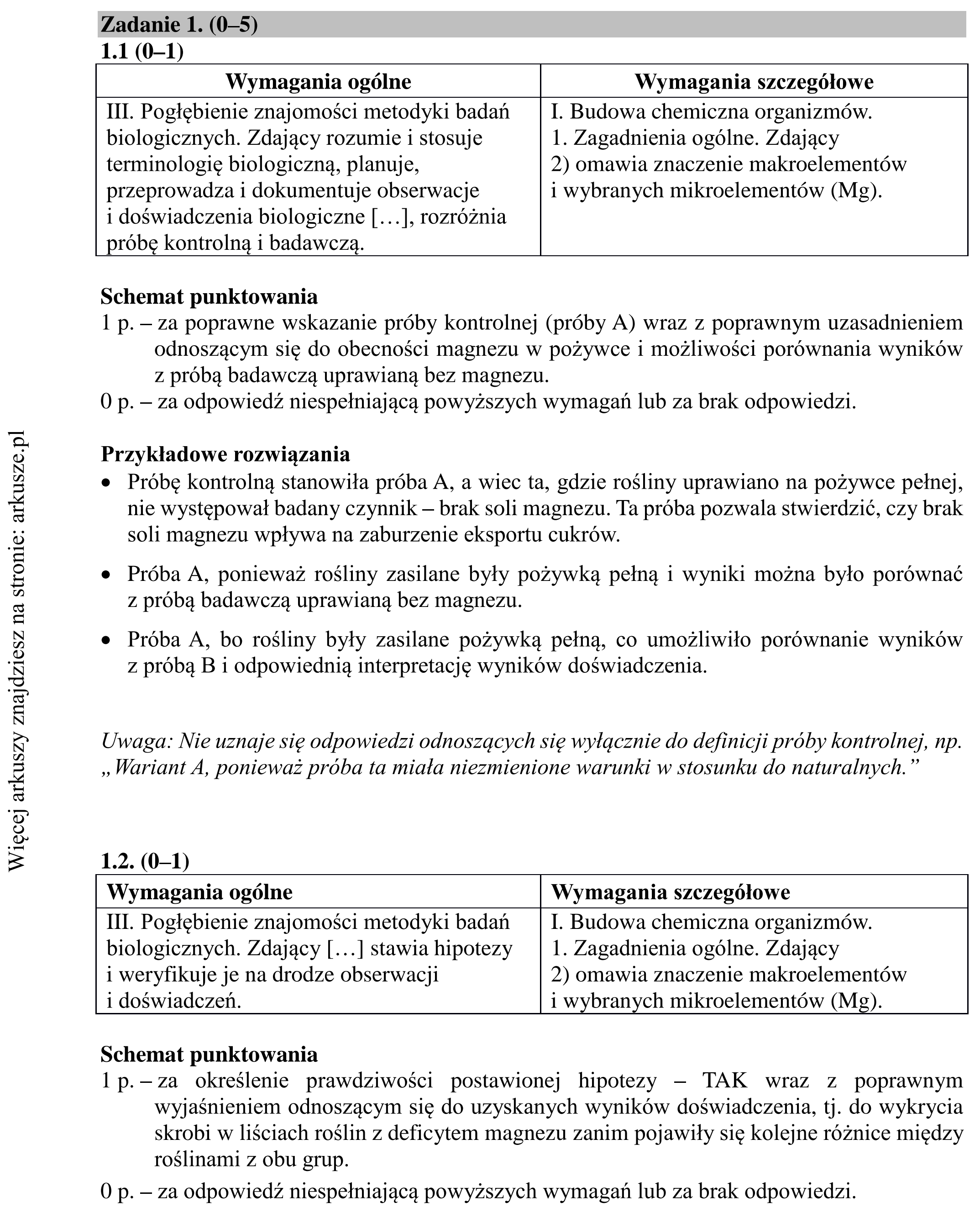 Matura dodatkowa, lipiec 2020, odpowiedź do zadania 1.1, fragment 1