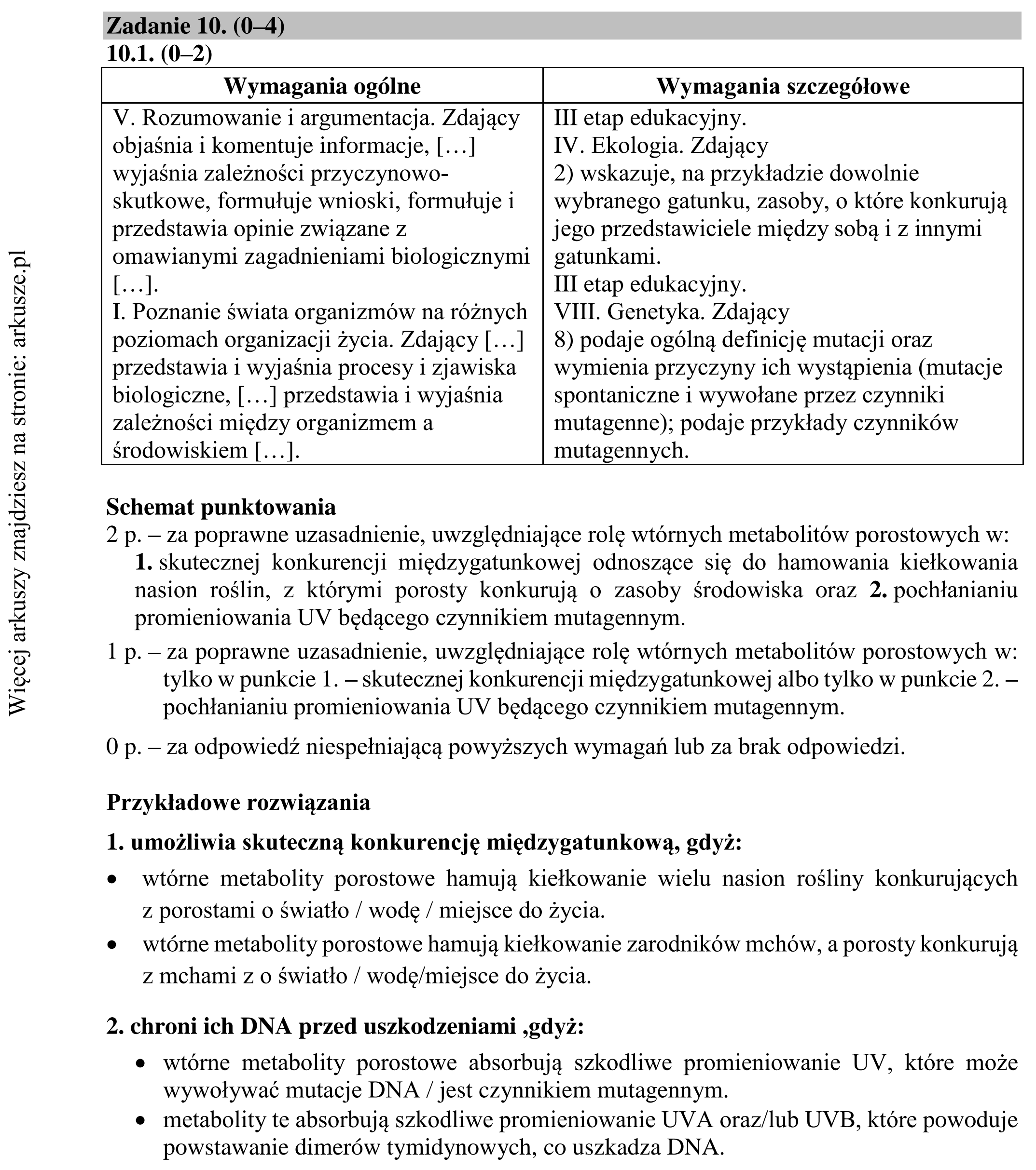 Matura dodatkowa, lipiec 2020, odpowiedź do zadania 10.1, fragment 1