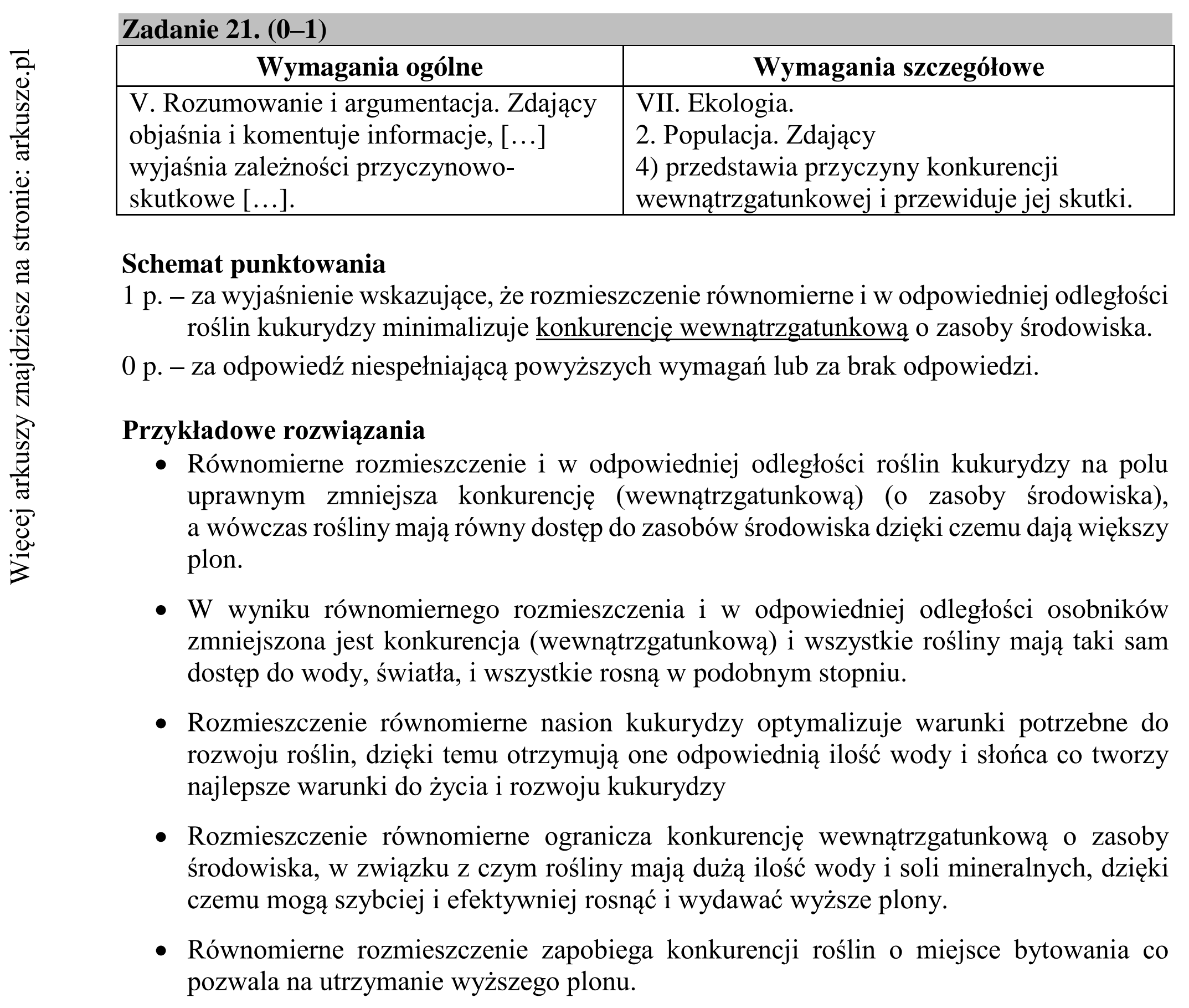 Matura dodatkowa, lipiec 2020, odpowiedź do zadania 21