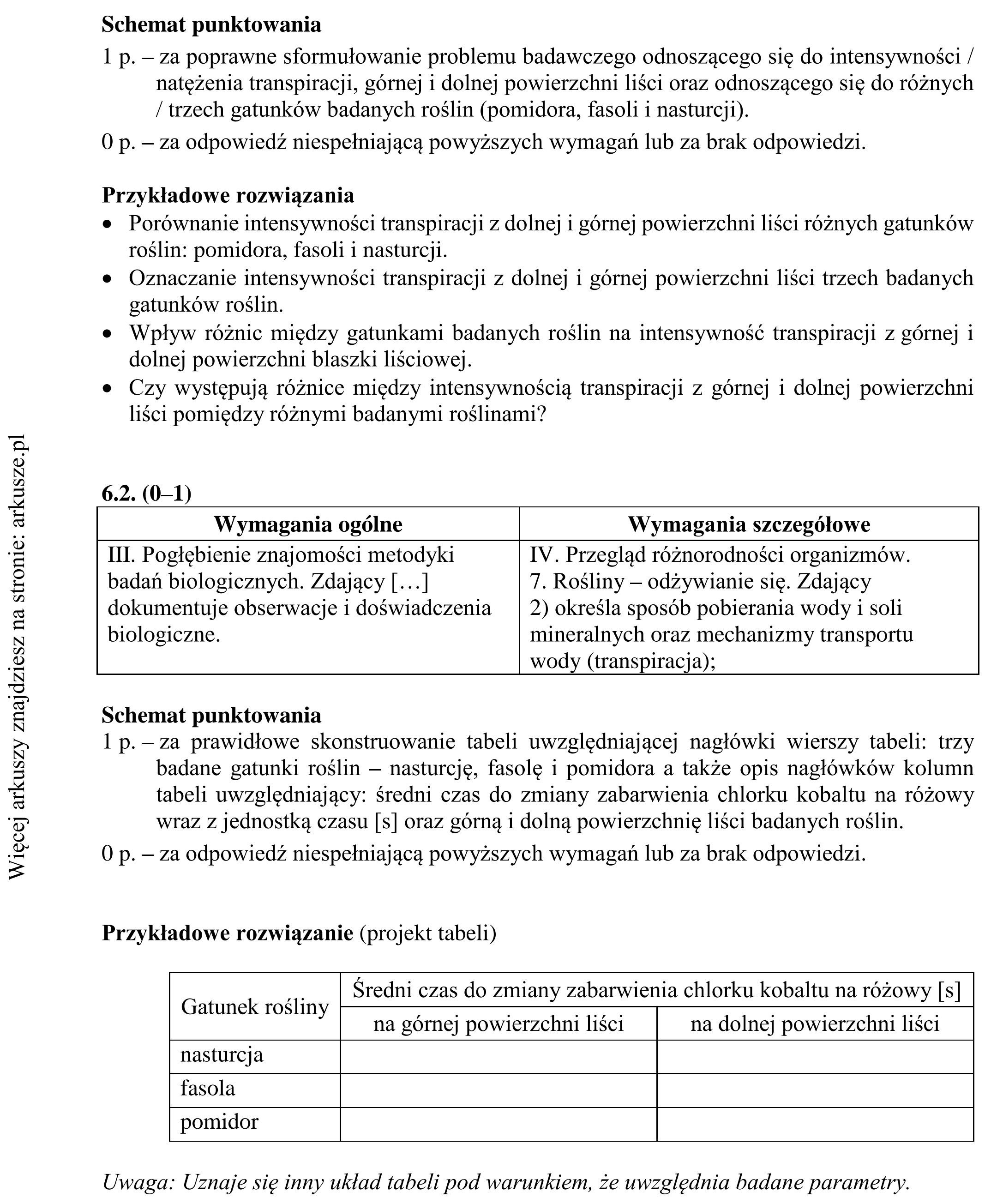 Matura dodatkowa, lipiec 2020, odpowiedź do zadania 6.1, fragment 2