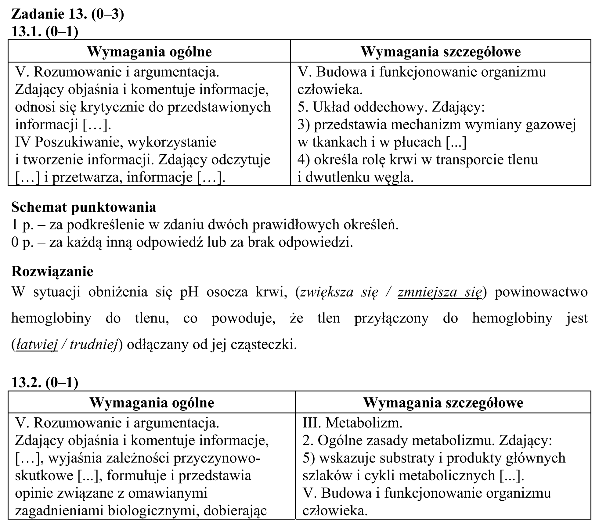 Matura, maj 2016, odpowiedź do zadania 13.1, fragment 1