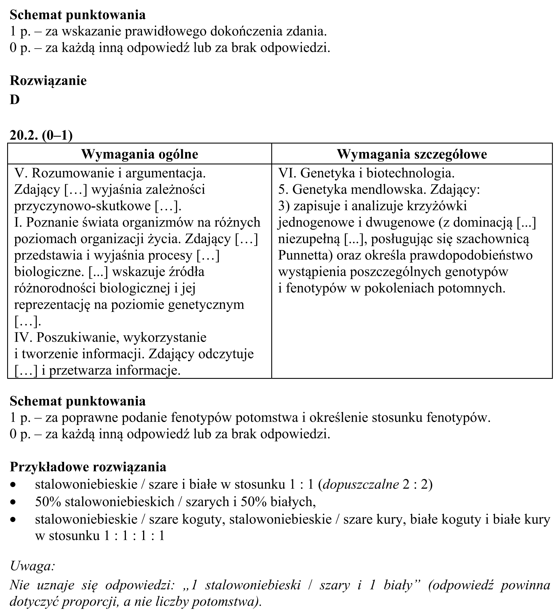 Matura, maj 2016, odpowiedź do zadania 20.1, fragment 2