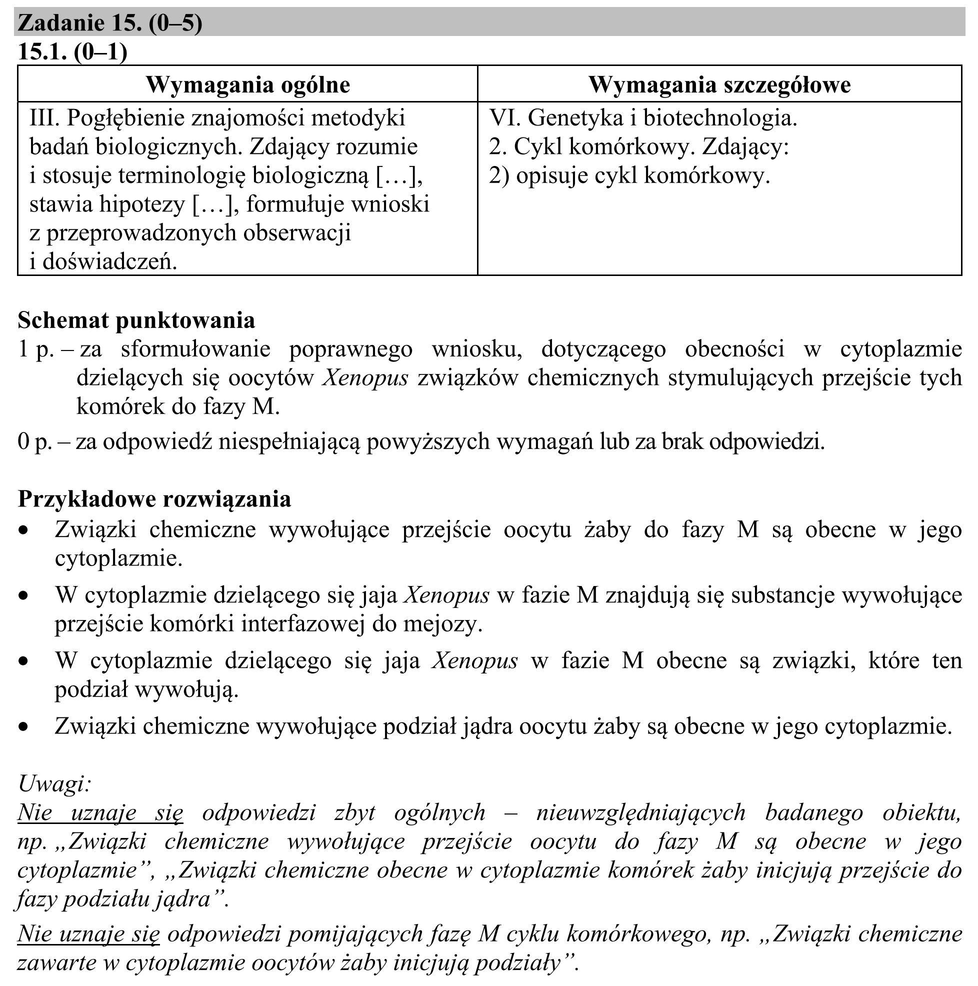 Matura, maj 2018, odpowiedź do zadania 15.1, fragment 1