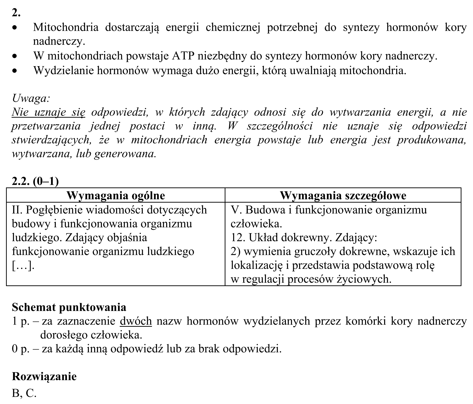 Matura, maj 2018, odpowiedź do zadania 2.1, fragment 2