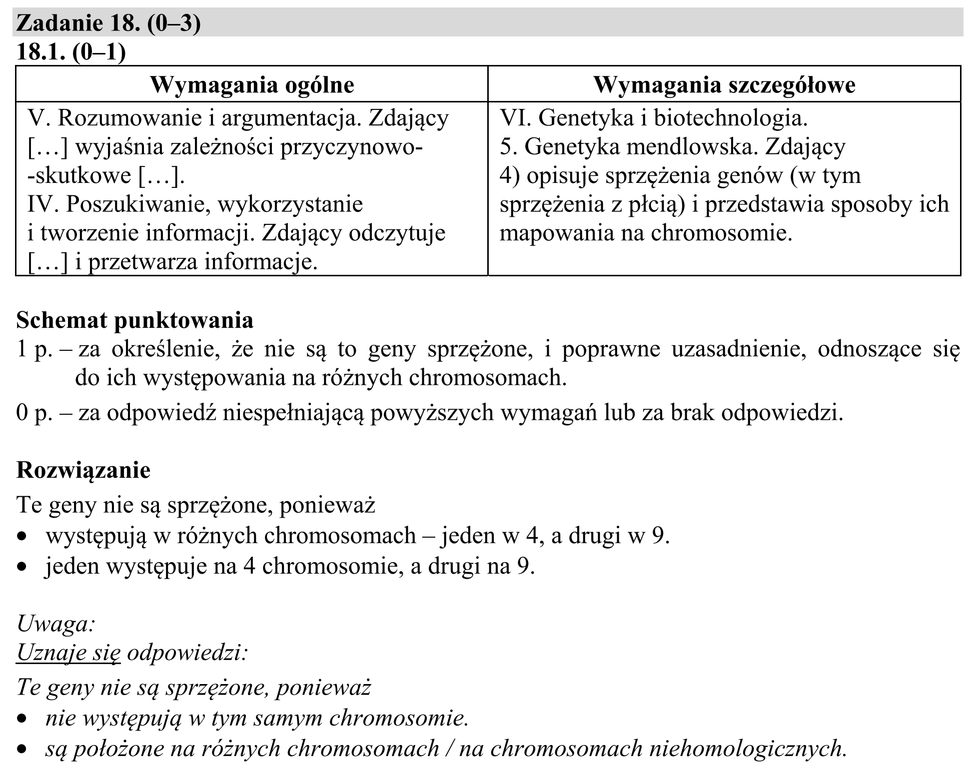 Matura, maj 2019, odpowiedź do zadania 18.1, fragment 1